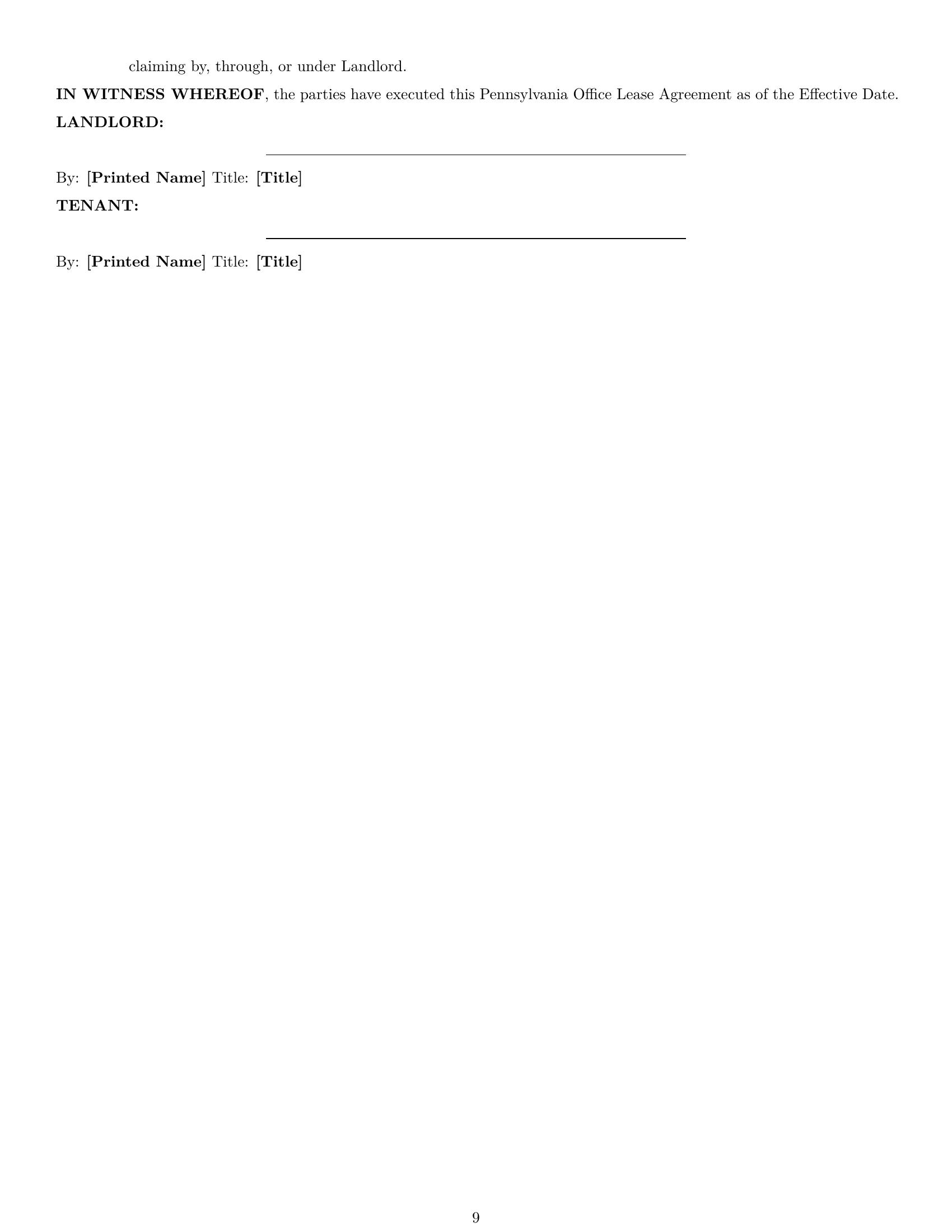 Preview page 9 of Pro Pennsylvania office lease agreement template