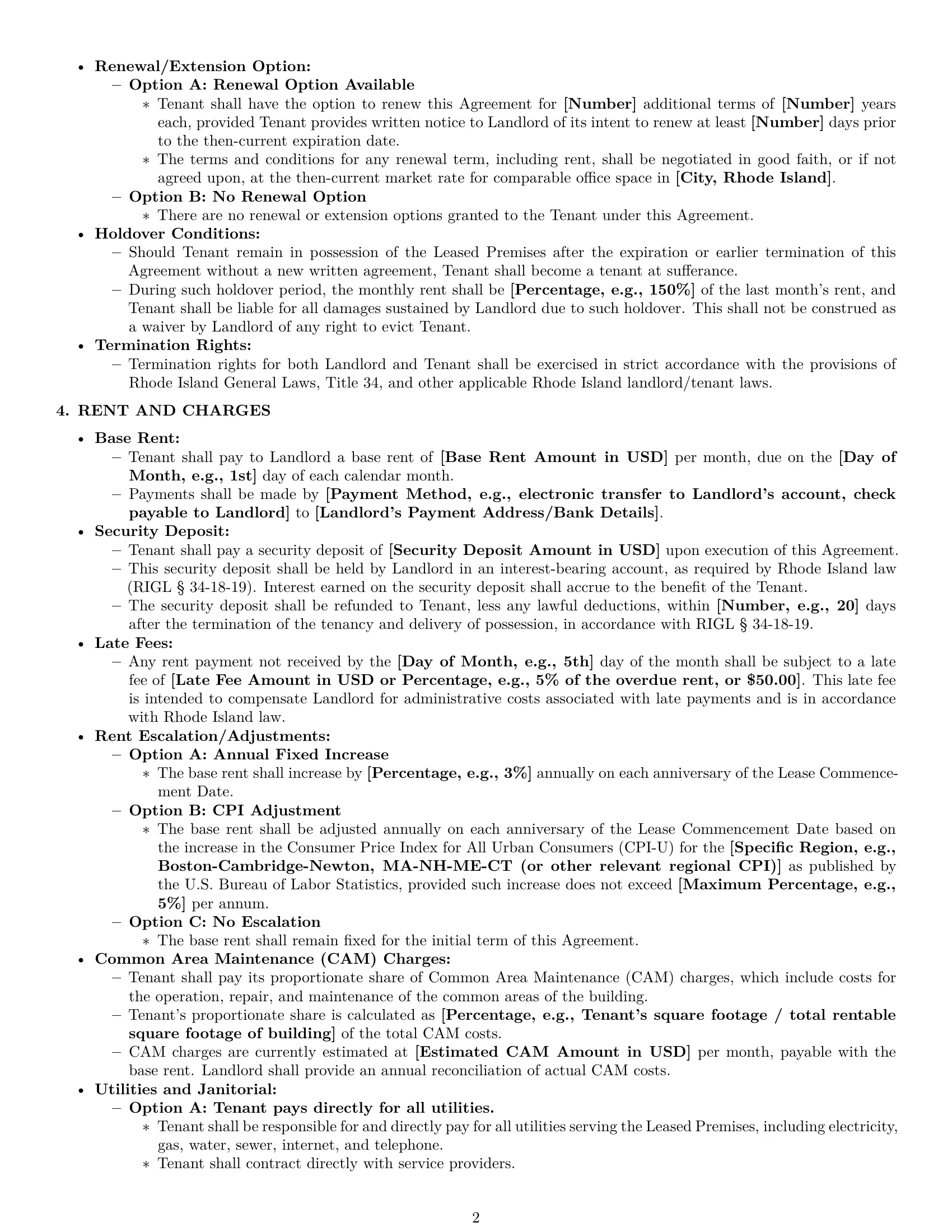 Preview page 2 of Pro Rhode Island office lease agreement template