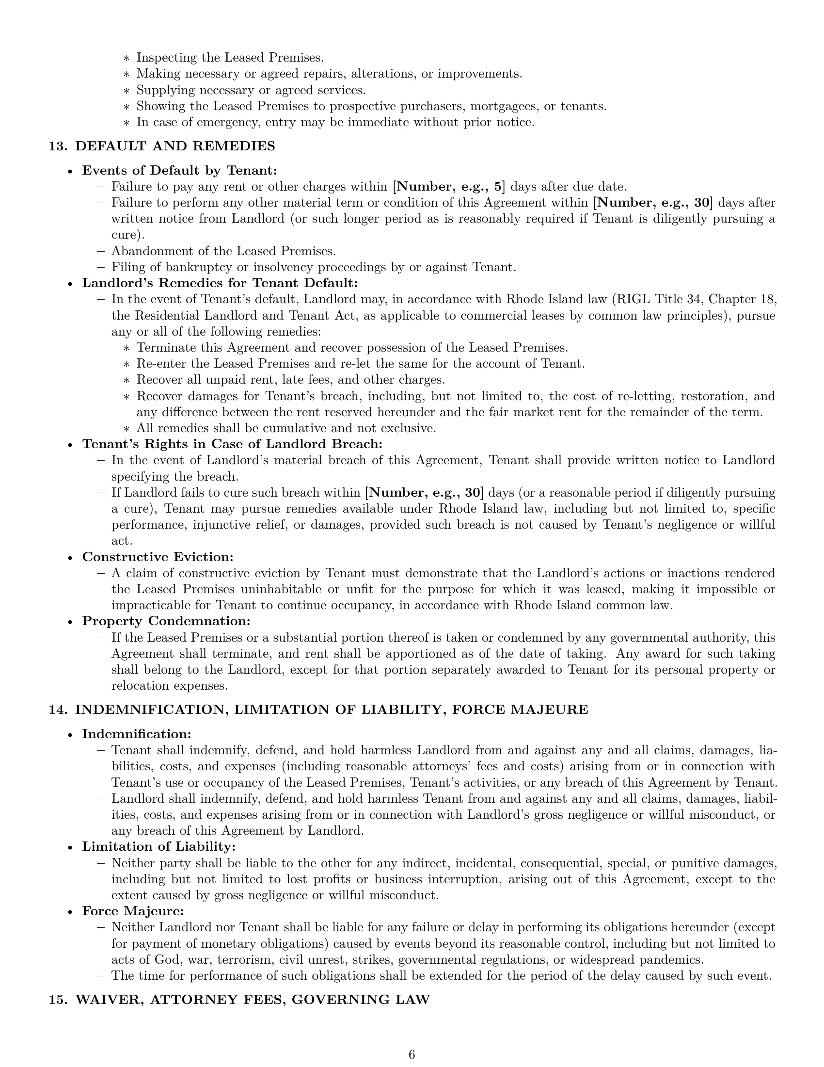 Preview page 6 of Pro Rhode Island office lease agreement template