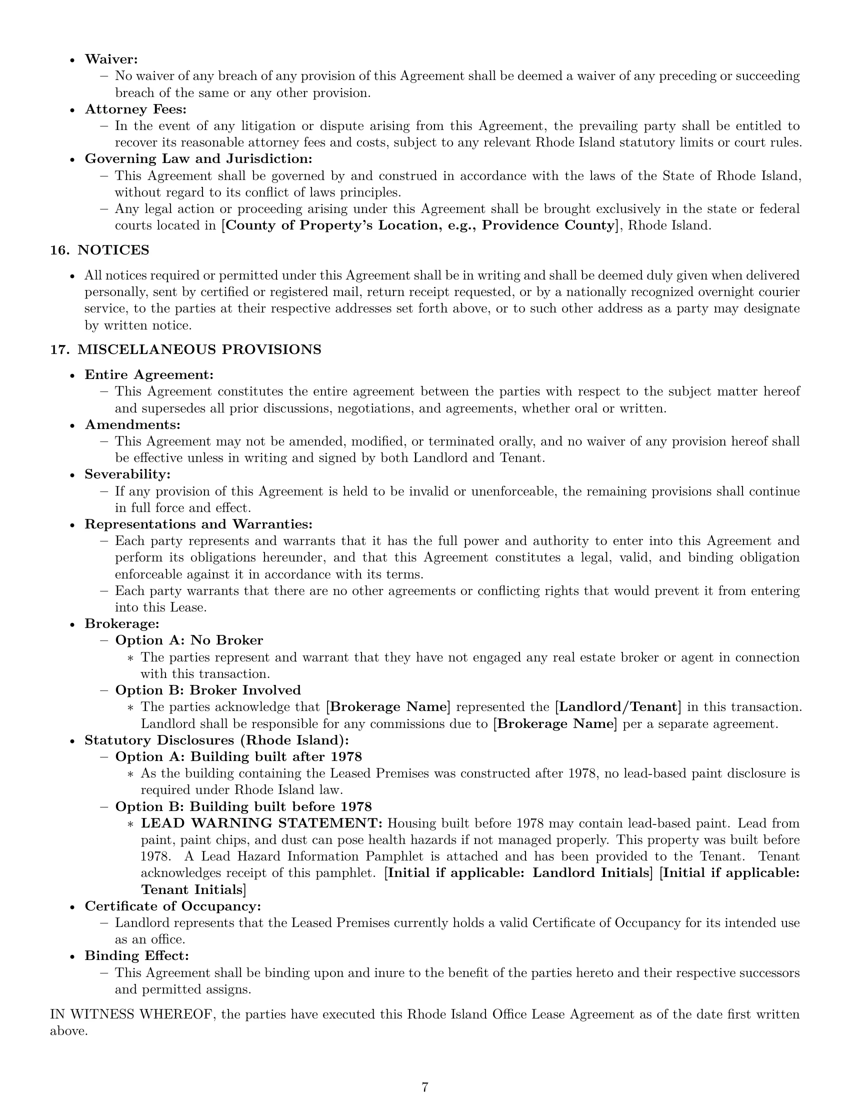 Preview page 7 of Pro Rhode Island office lease agreement template