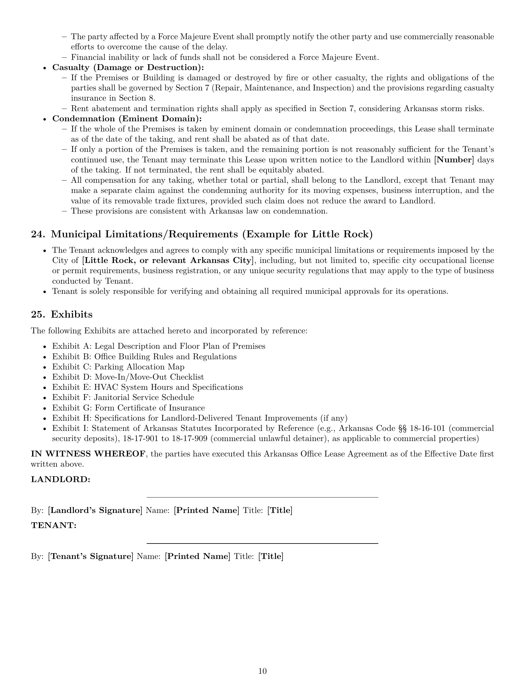 Preview page 10 of Pro Arkansas office lease agreement template