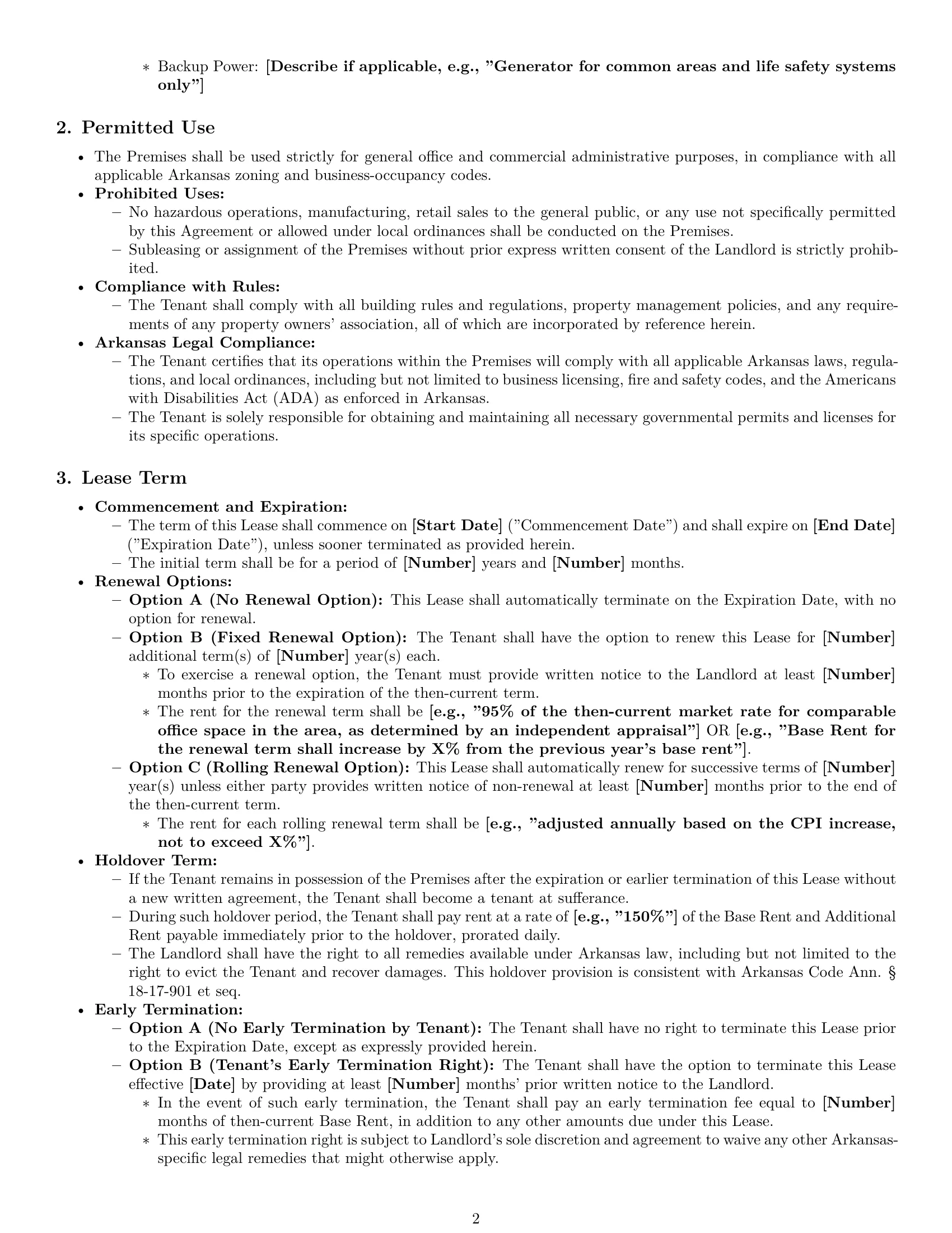 Preview page 2 of Pro Arkansas office lease agreement template