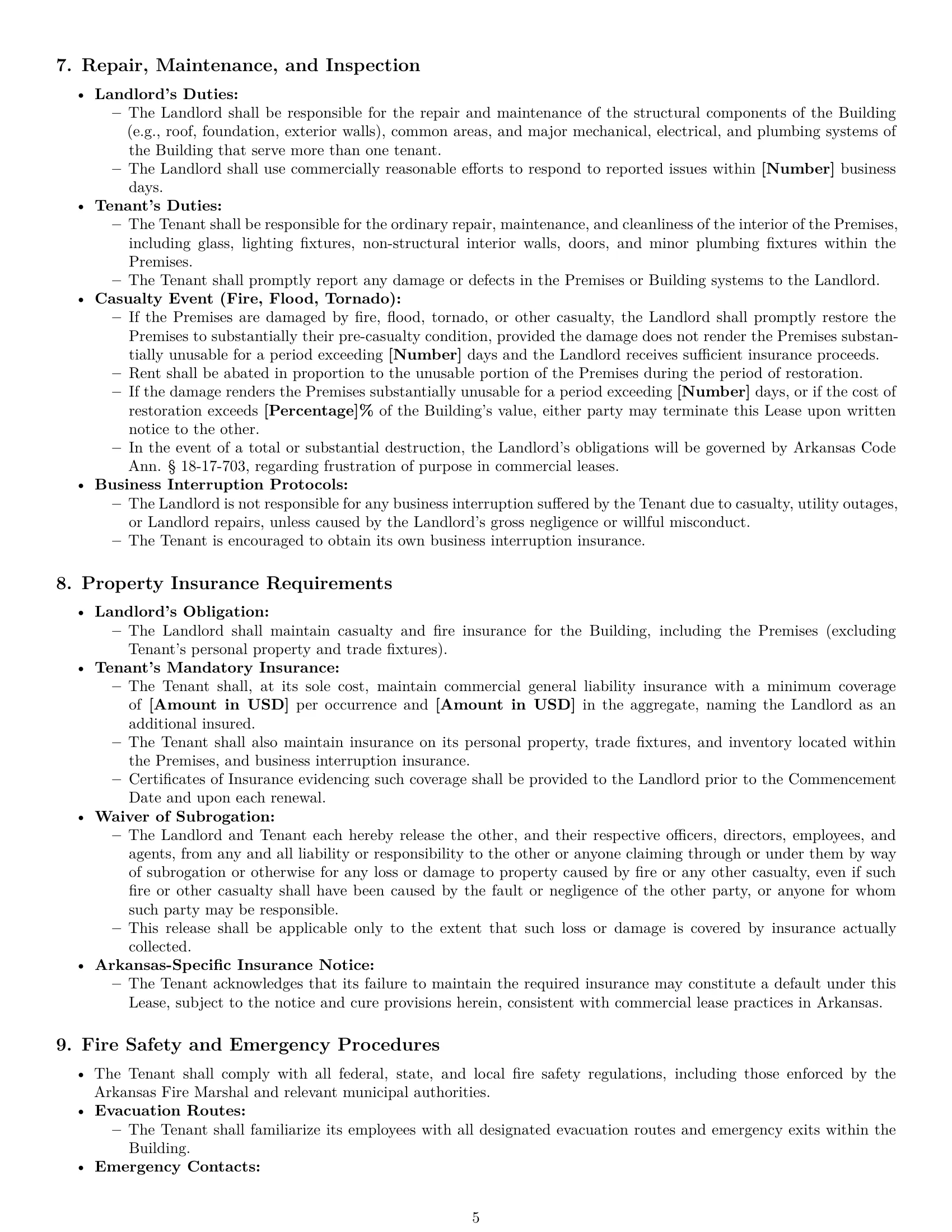 Preview page 5 of Pro Arkansas office lease agreement template