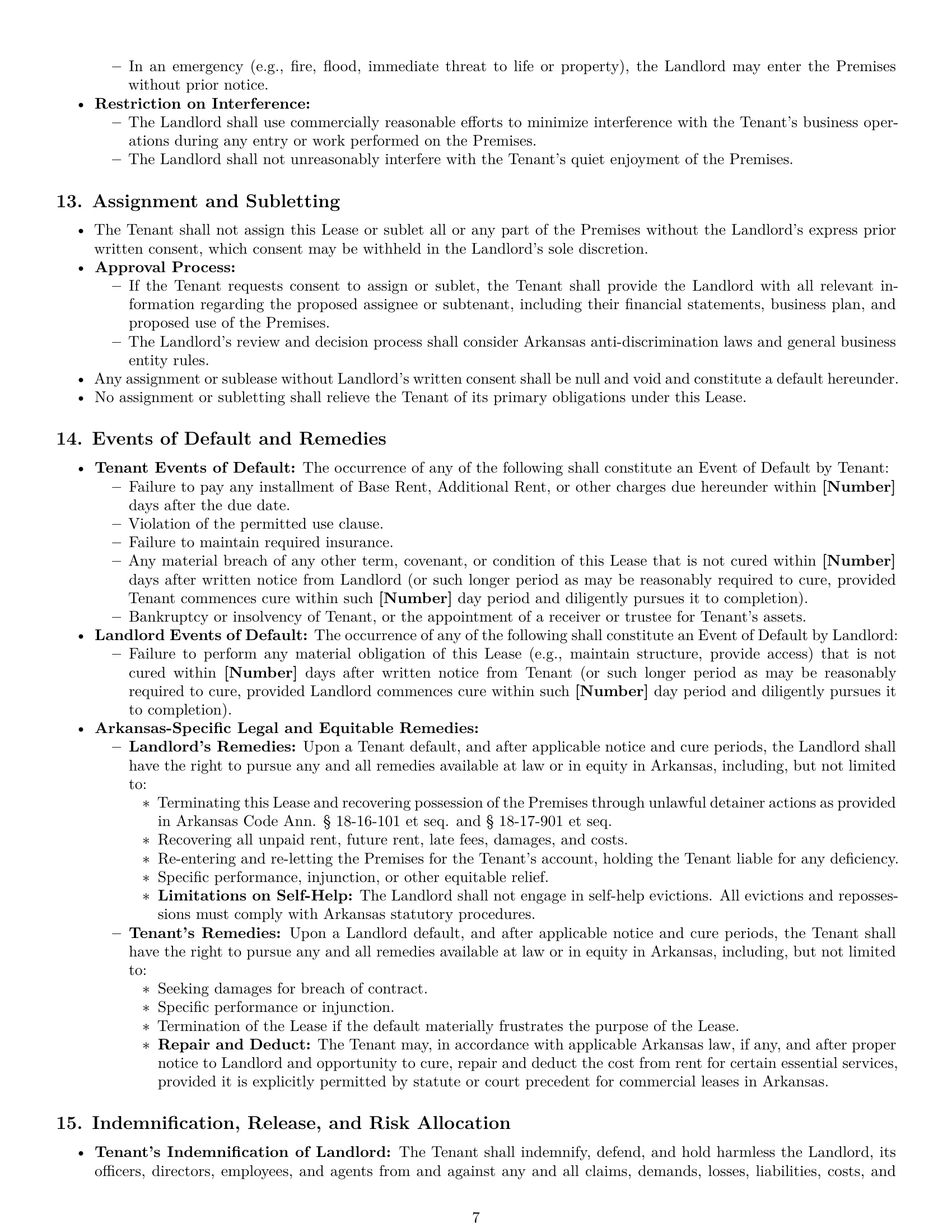Preview page 7 of Pro Arkansas office lease agreement template