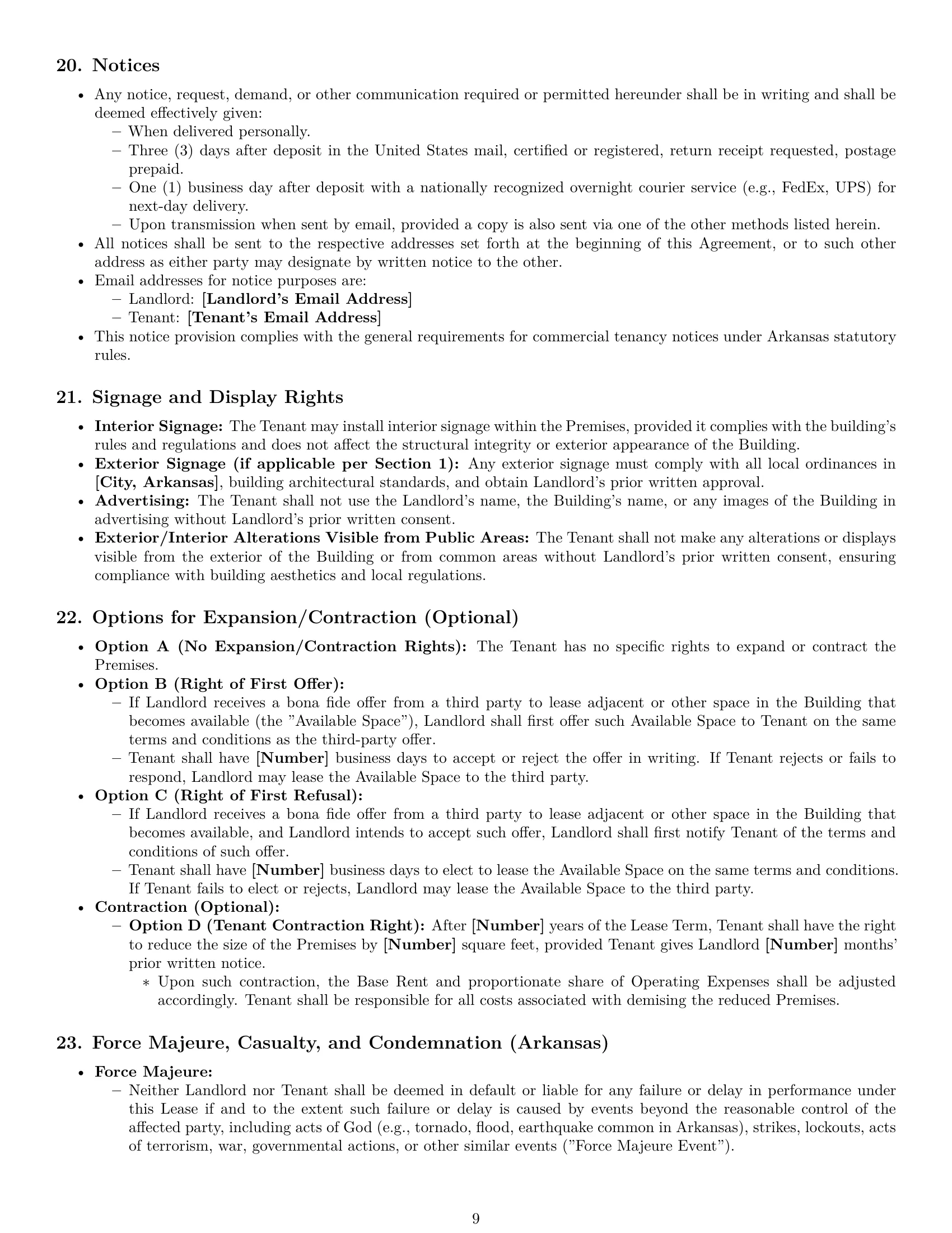 Preview page 9 of Pro Arkansas office lease agreement template
