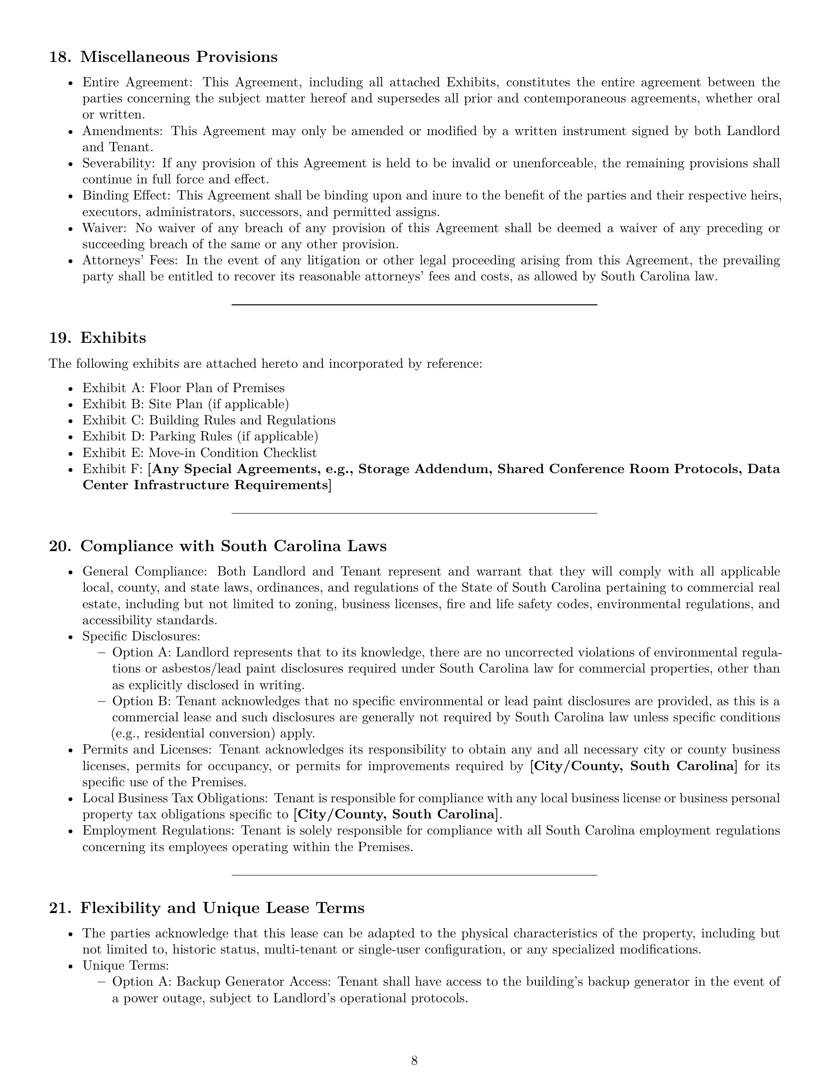 Preview page 8 of Pro South Carolina office lease agreement template