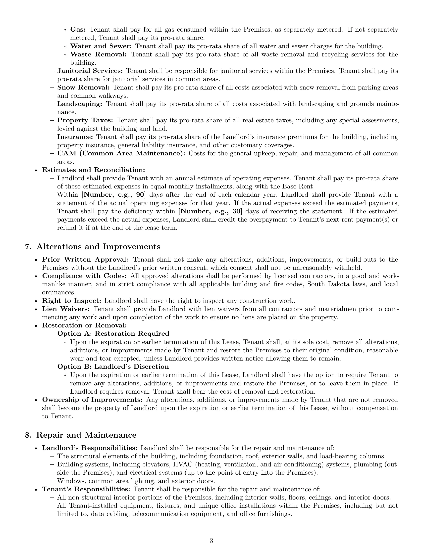Preview page 3 of Pro South Dakota office lease agreement template