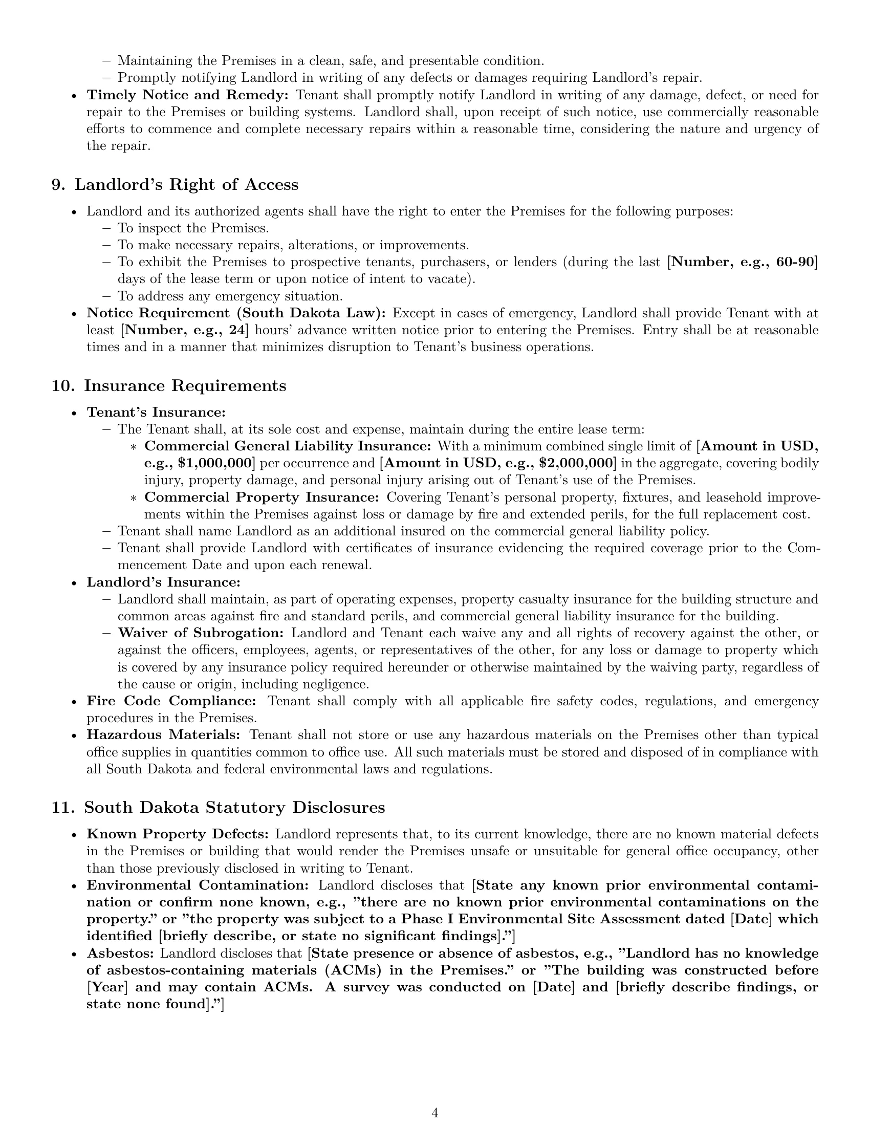 Preview page 4 of Pro South Dakota office lease agreement template