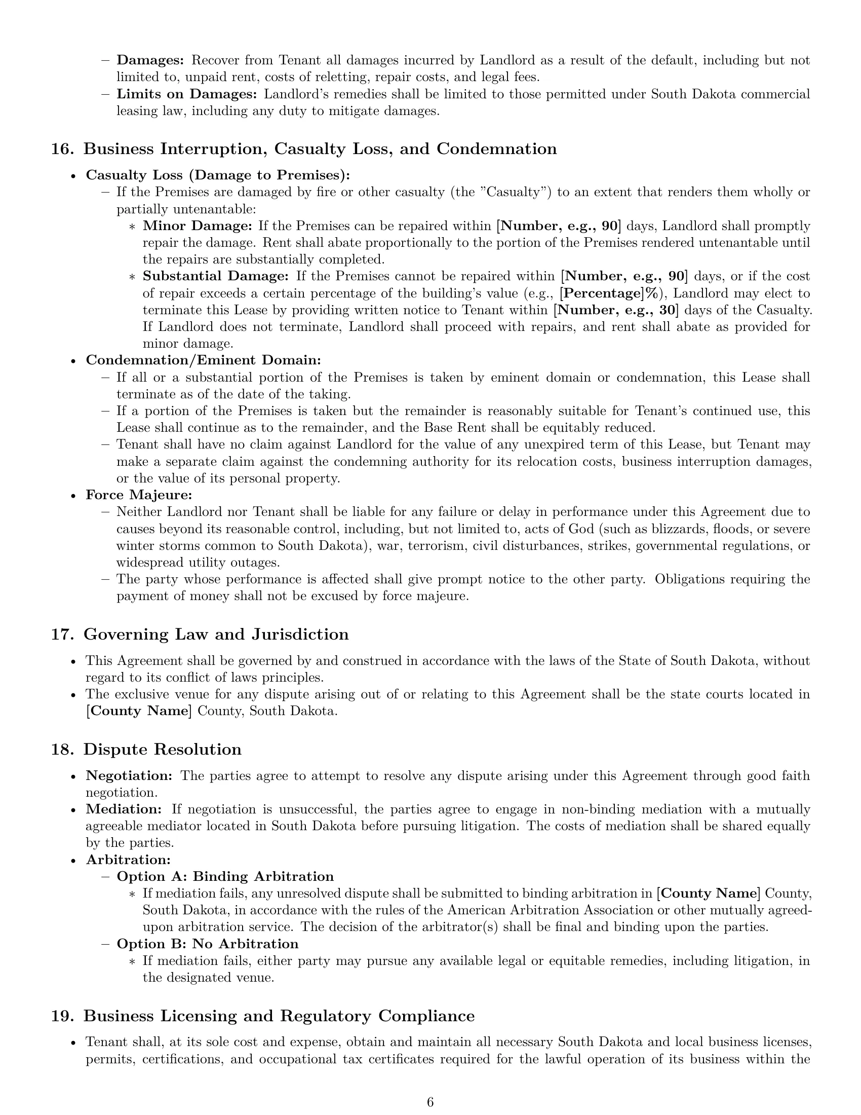 Preview page 6 of Pro South Dakota office lease agreement template