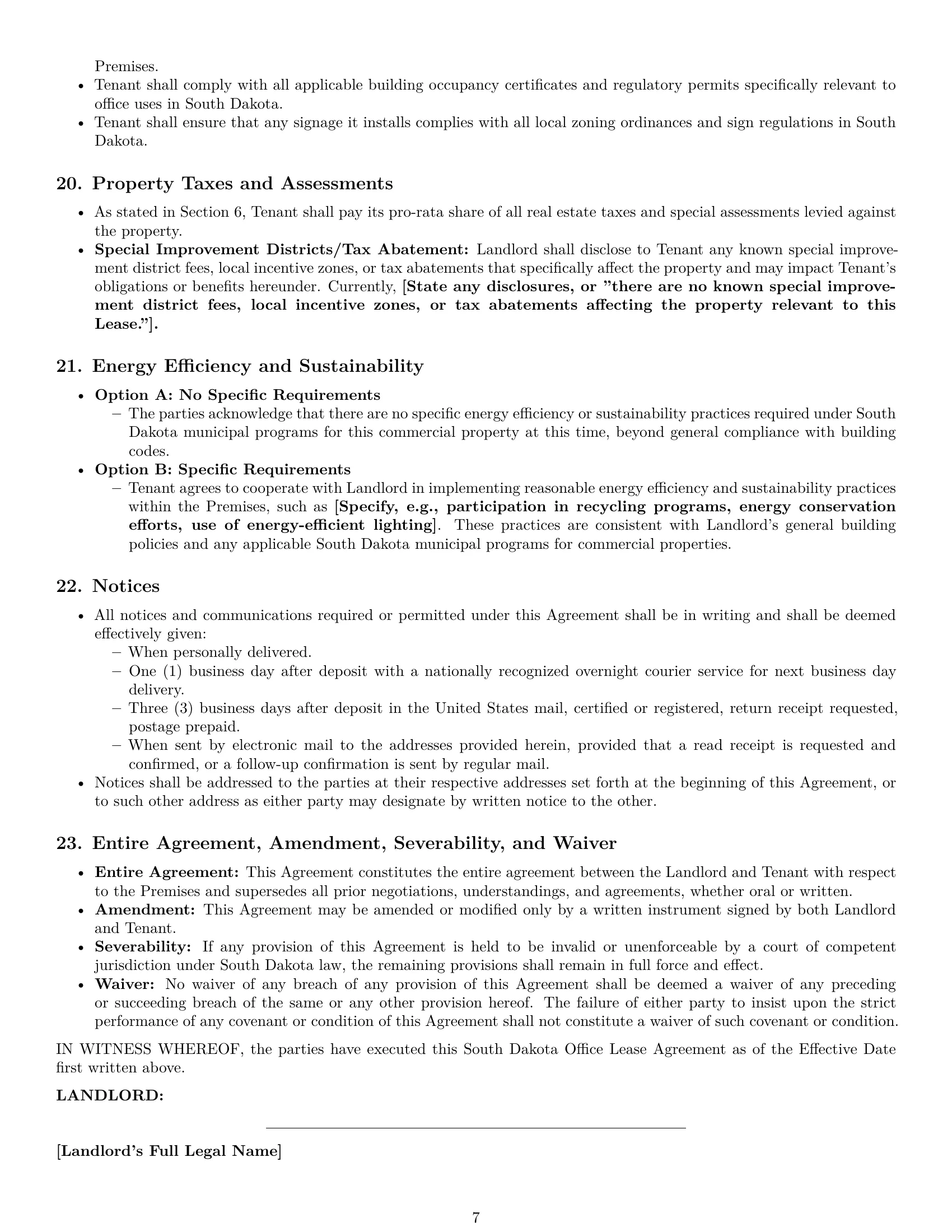 Preview page 7 of Pro South Dakota office lease agreement template