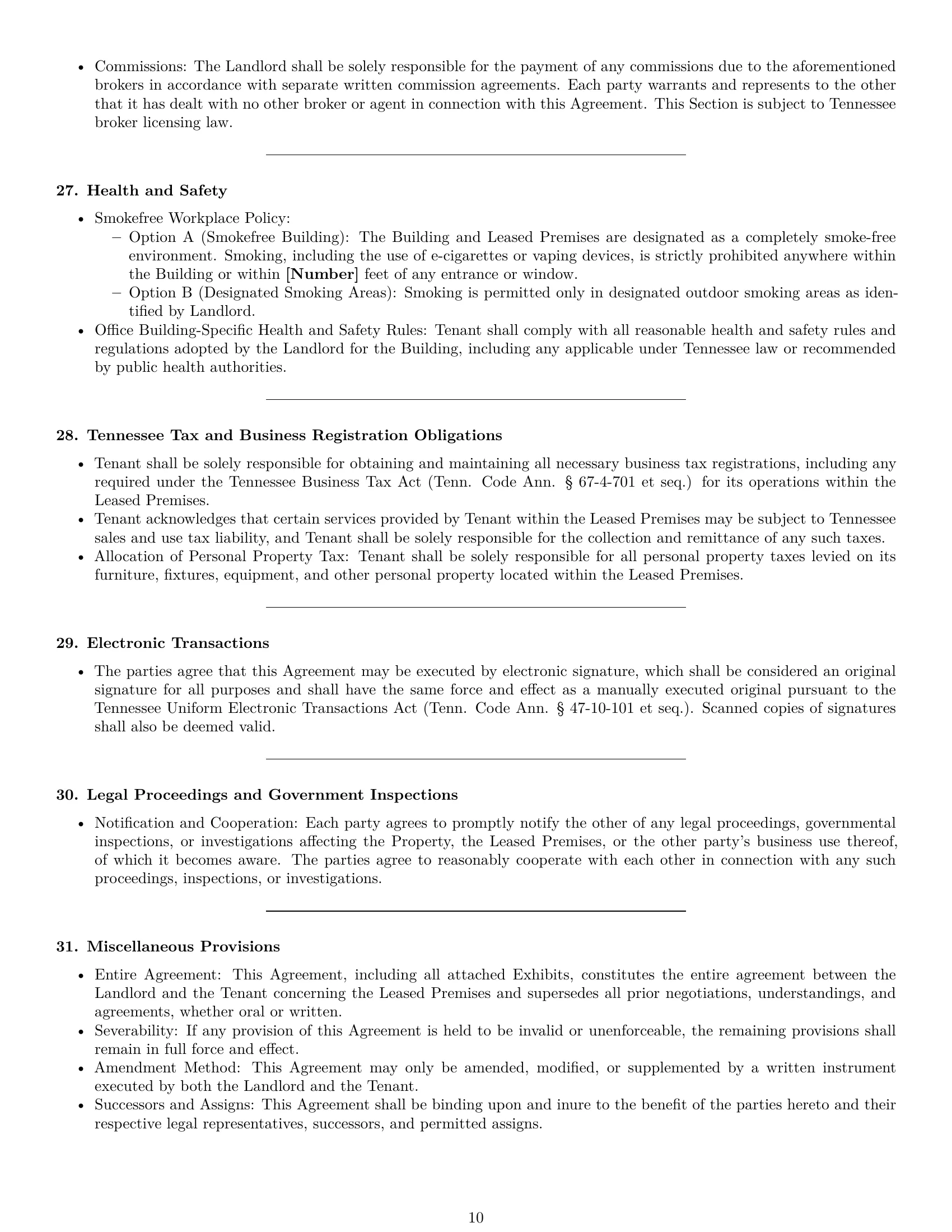 Preview page 10 of Pro Tennessee office lease agreement template