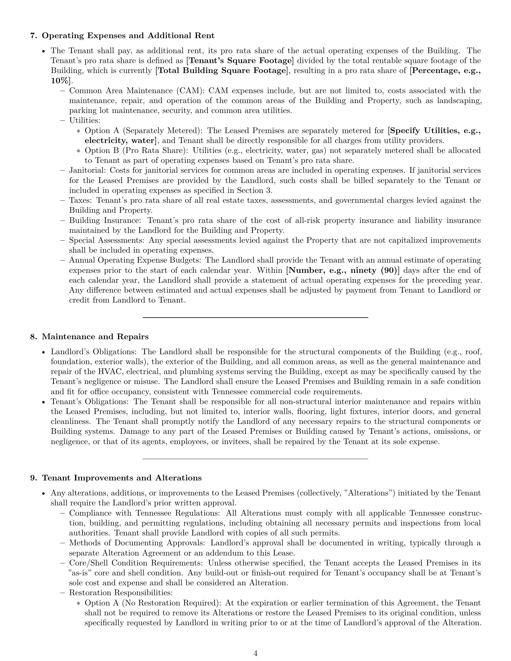 Preview page 4 of Pro Tennessee office lease agreement template