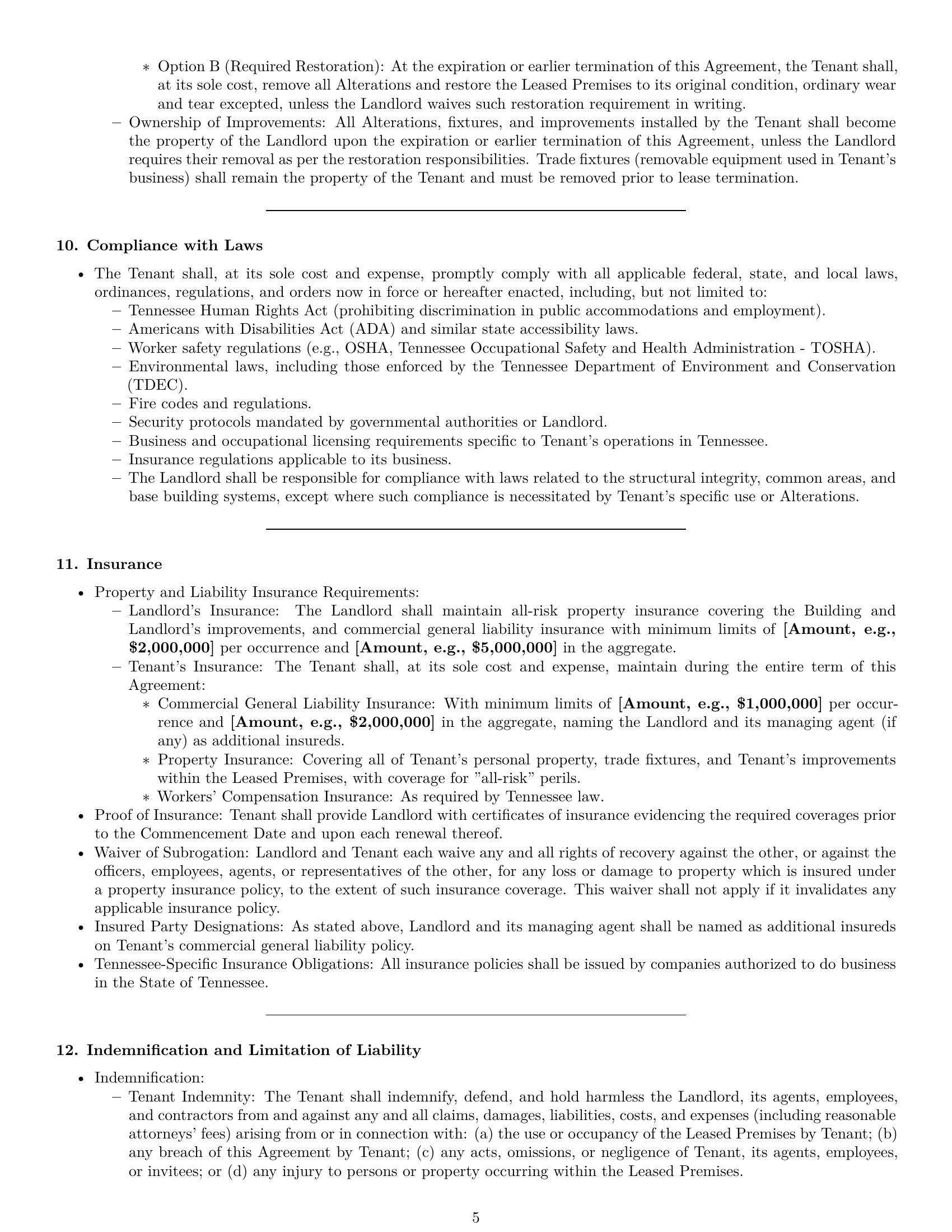 Preview page 5 of Pro Tennessee office lease agreement template