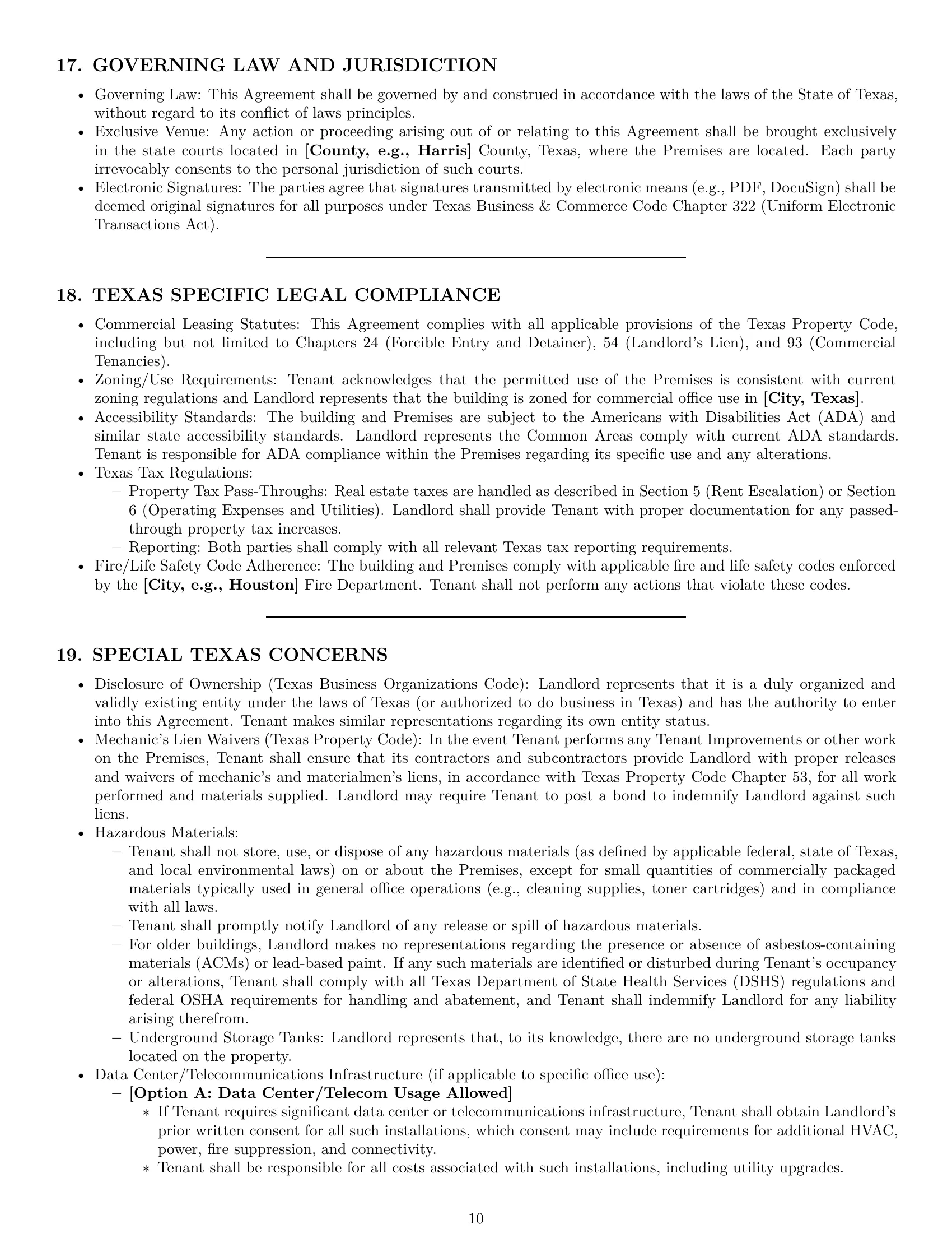 Preview page 10 of Pro Texas office lease agreement template