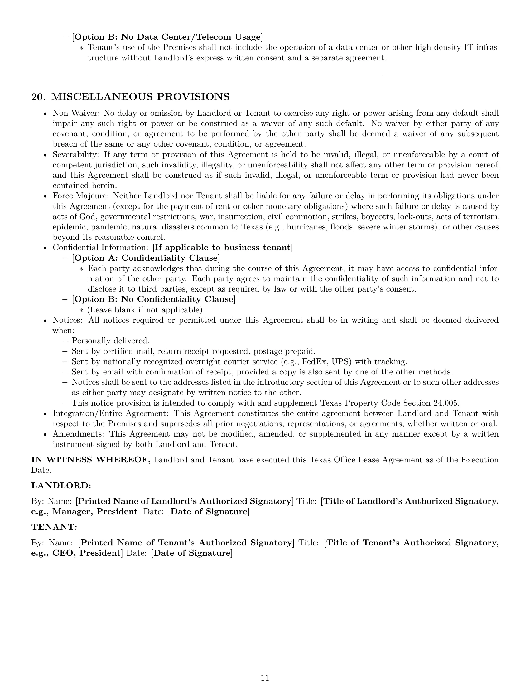 Preview page 11 of Pro Texas office lease agreement template