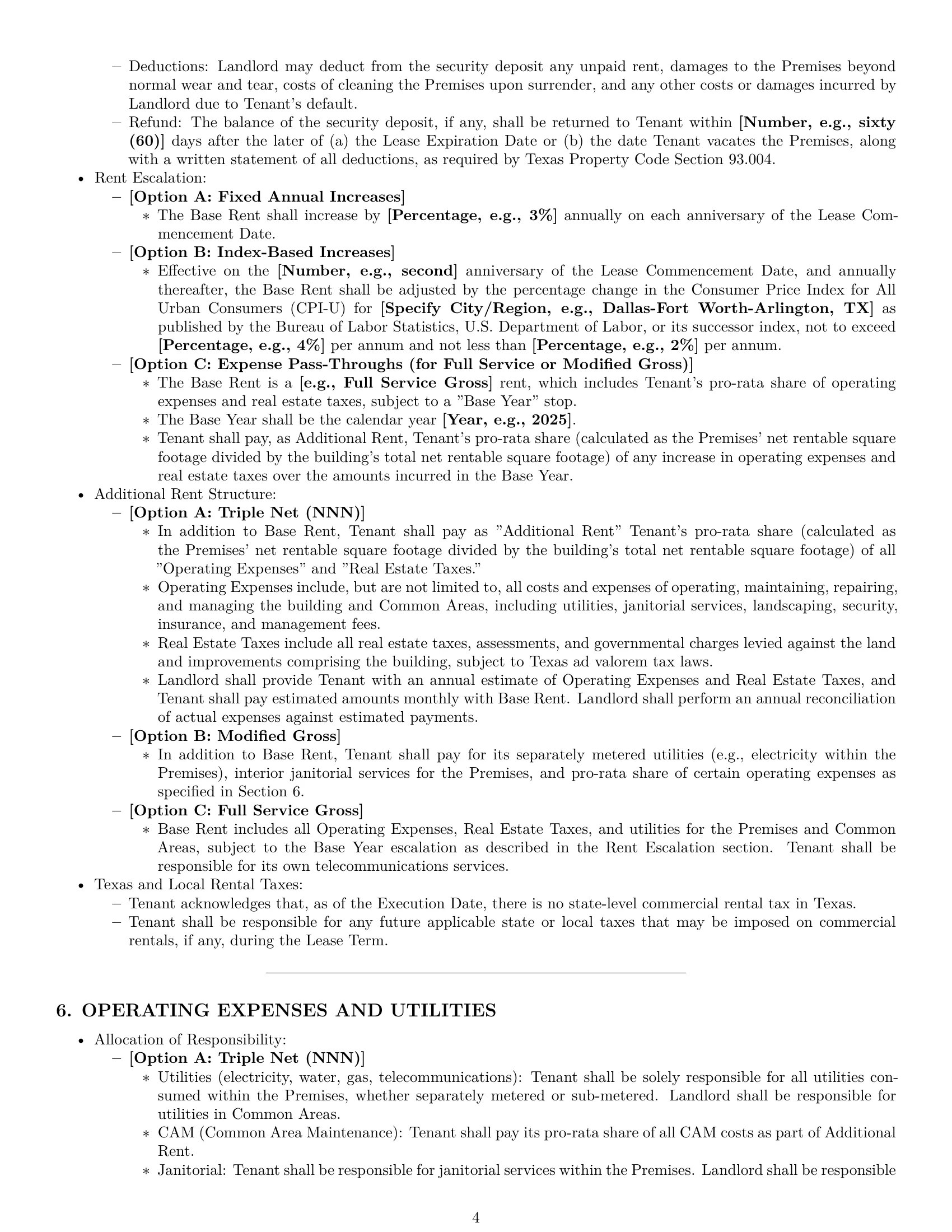 Preview page 4 of Pro Texas office lease agreement template