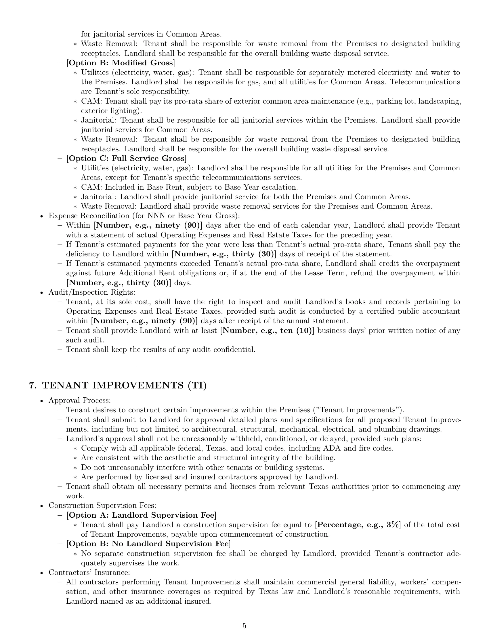 Preview page 5 of Pro Texas office lease agreement template