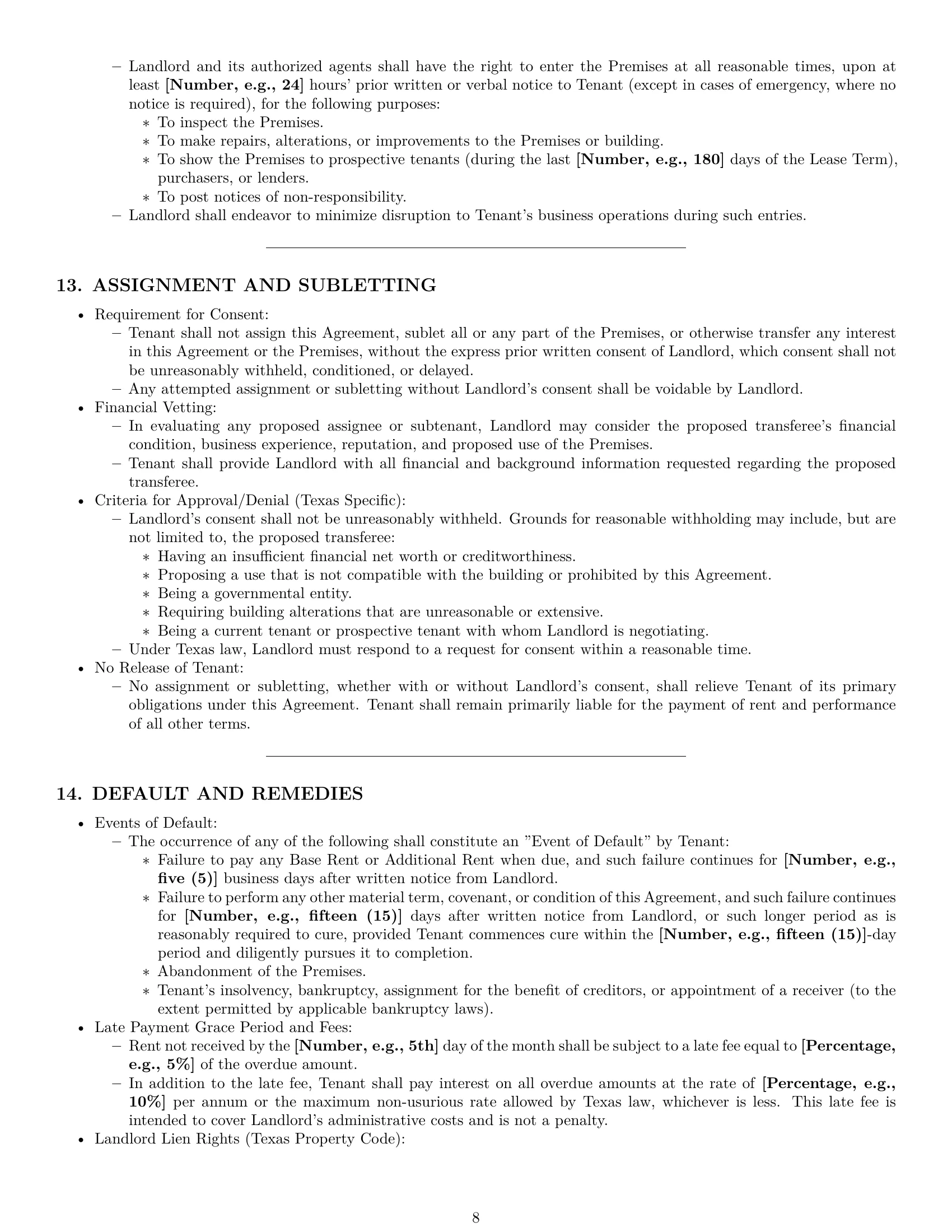 Preview page 8 of Pro Texas office lease agreement template