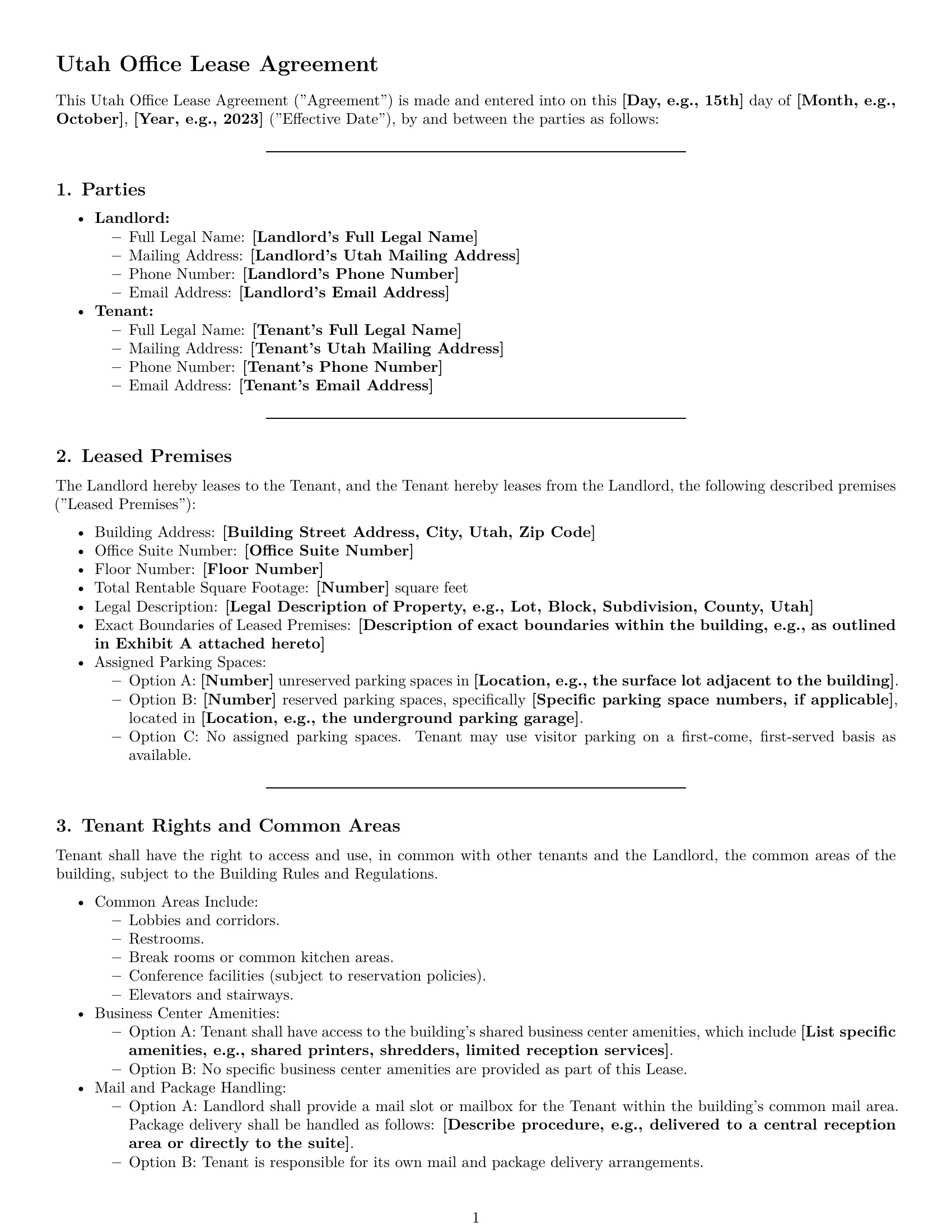 Preview page 1 of Pro Utah office lease agreement template