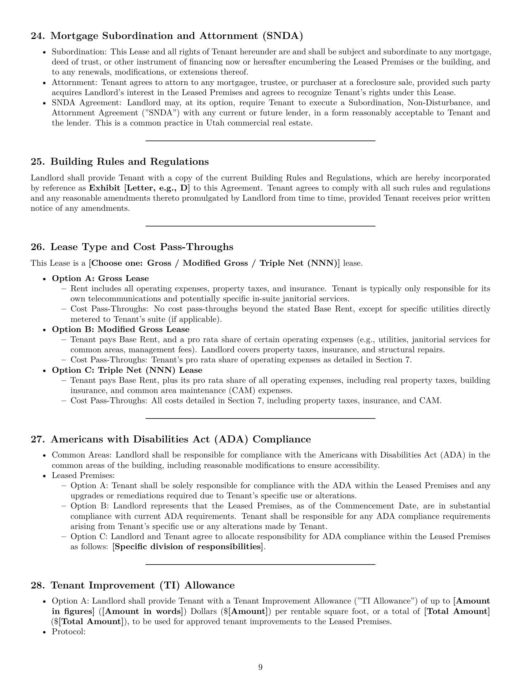 Preview page 9 of Pro Utah office lease agreement template