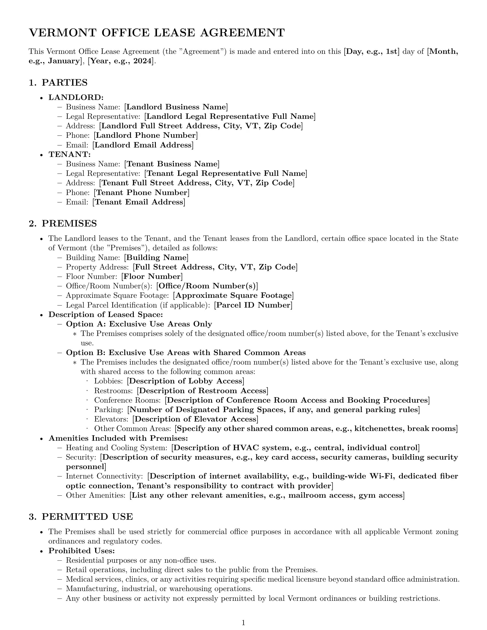 Preview page 1 of Pro Vermont office lease agreement template