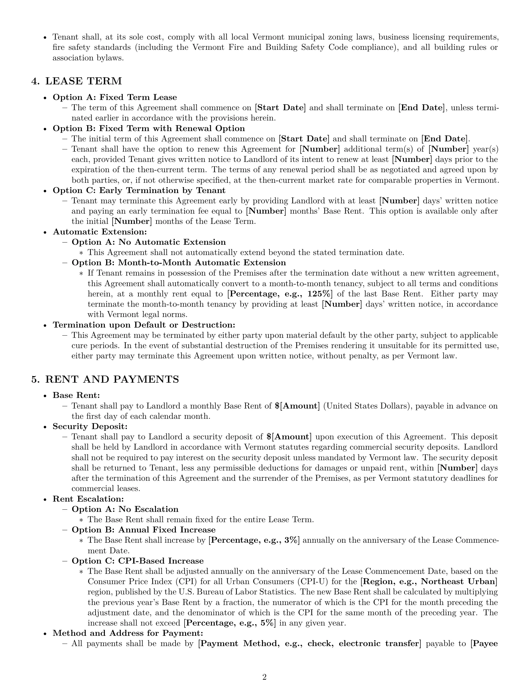 Preview page 2 of Pro Vermont office lease agreement template