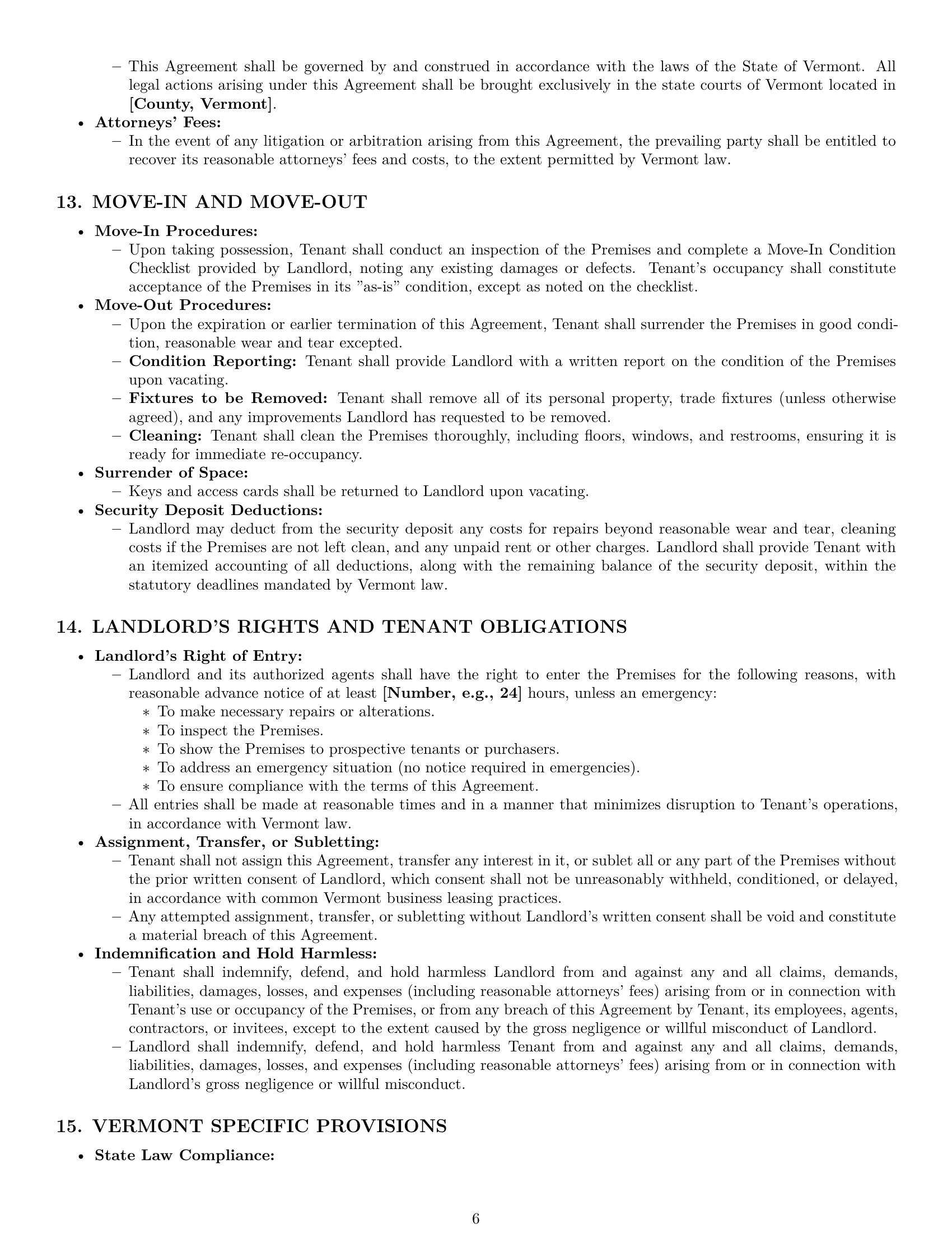 Preview page 6 of Pro Vermont office lease agreement template