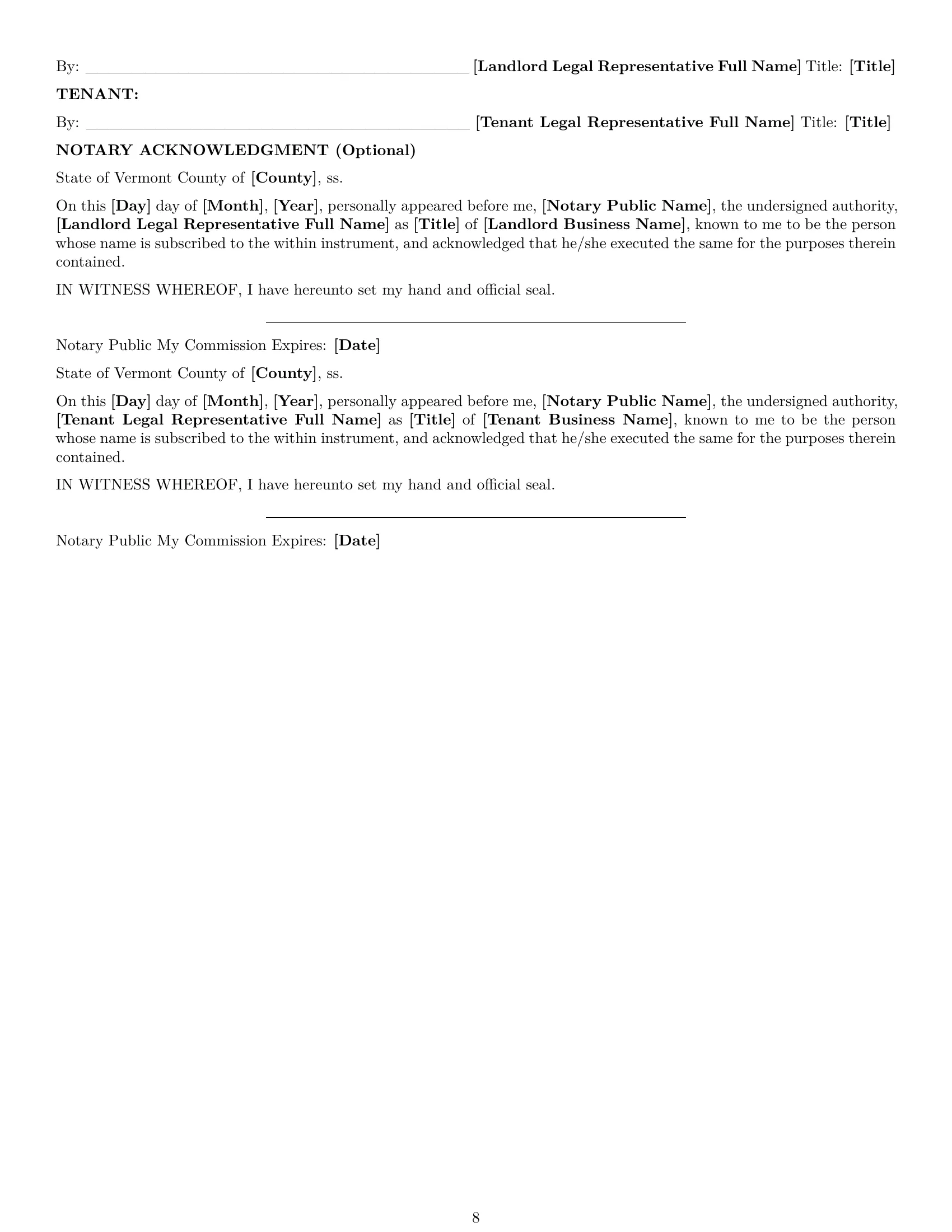 Preview page 8 of Pro Vermont office lease agreement template