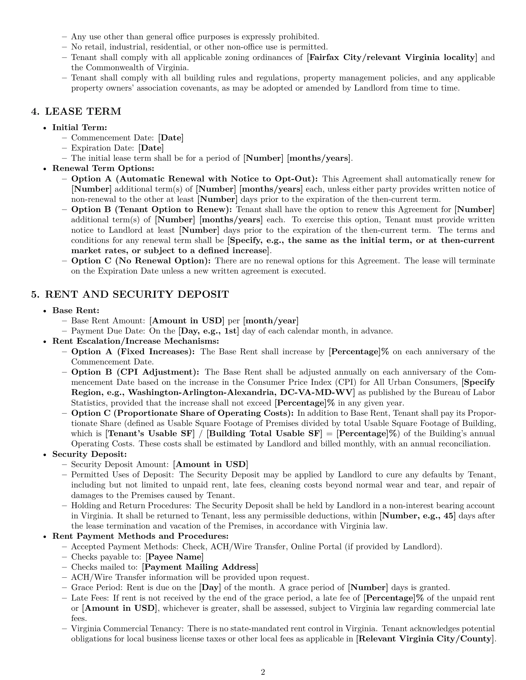 Preview page 2 of Pro Virginia office lease agreement template