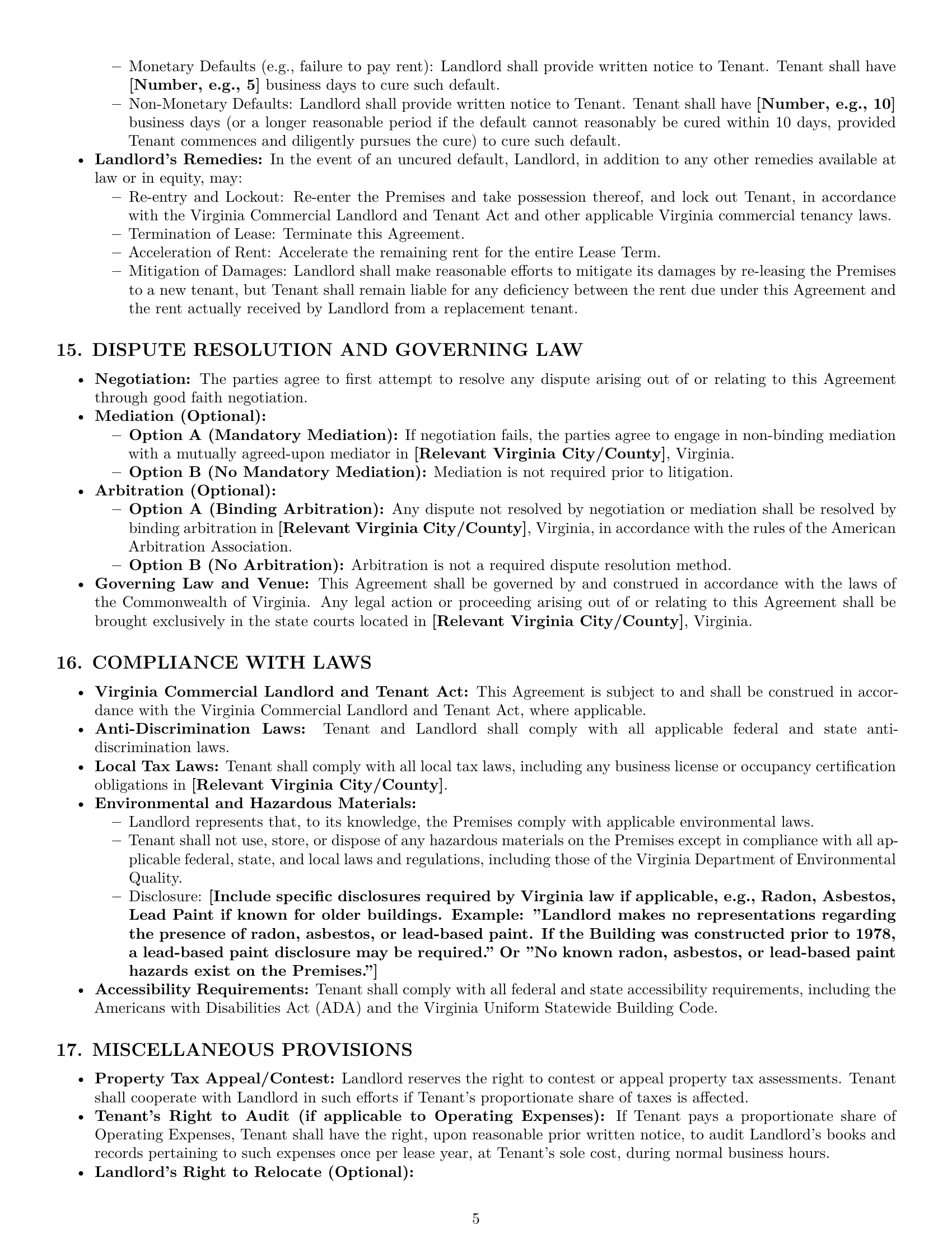 Preview page 5 of Pro Virginia office lease agreement template