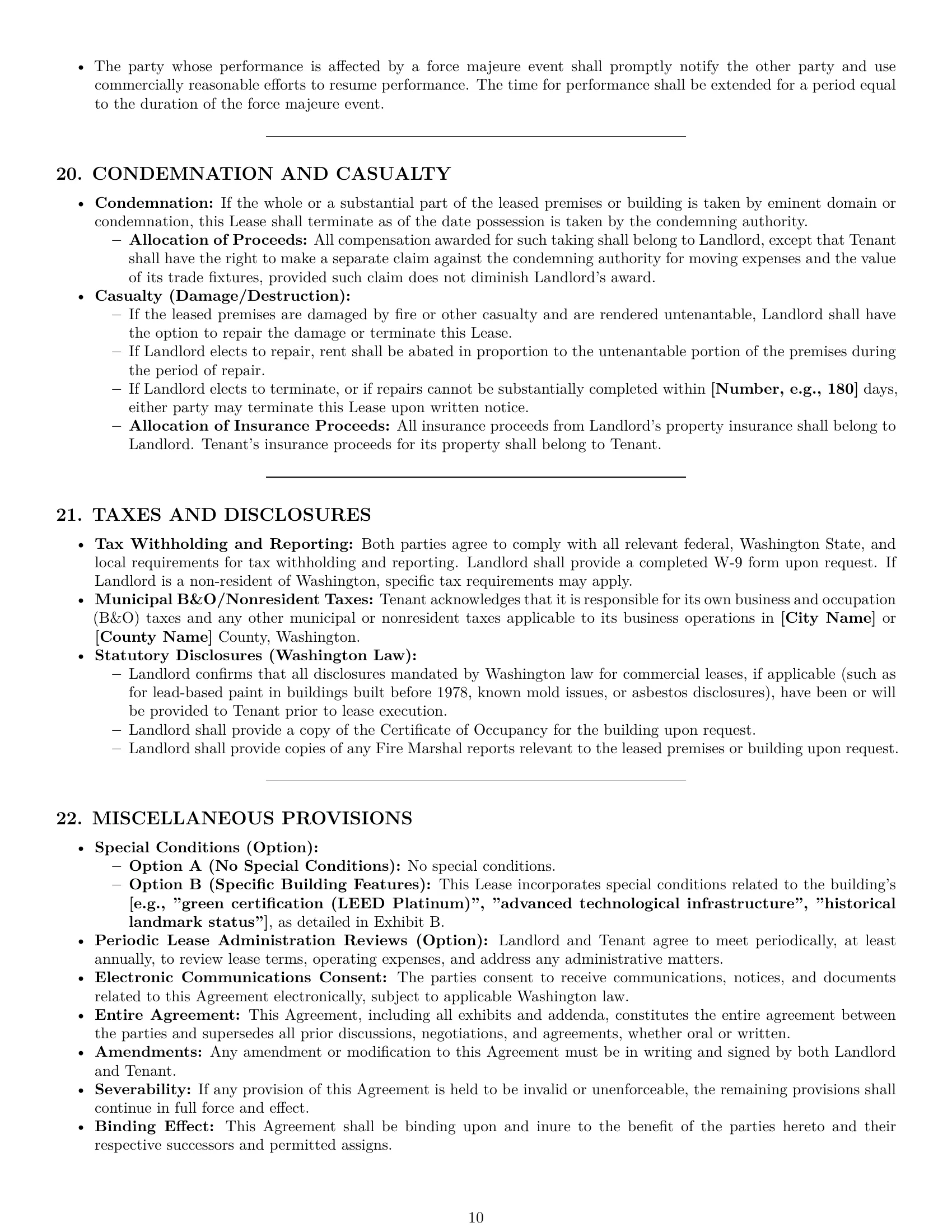 Preview page 10 of Pro Washington office lease agreement template