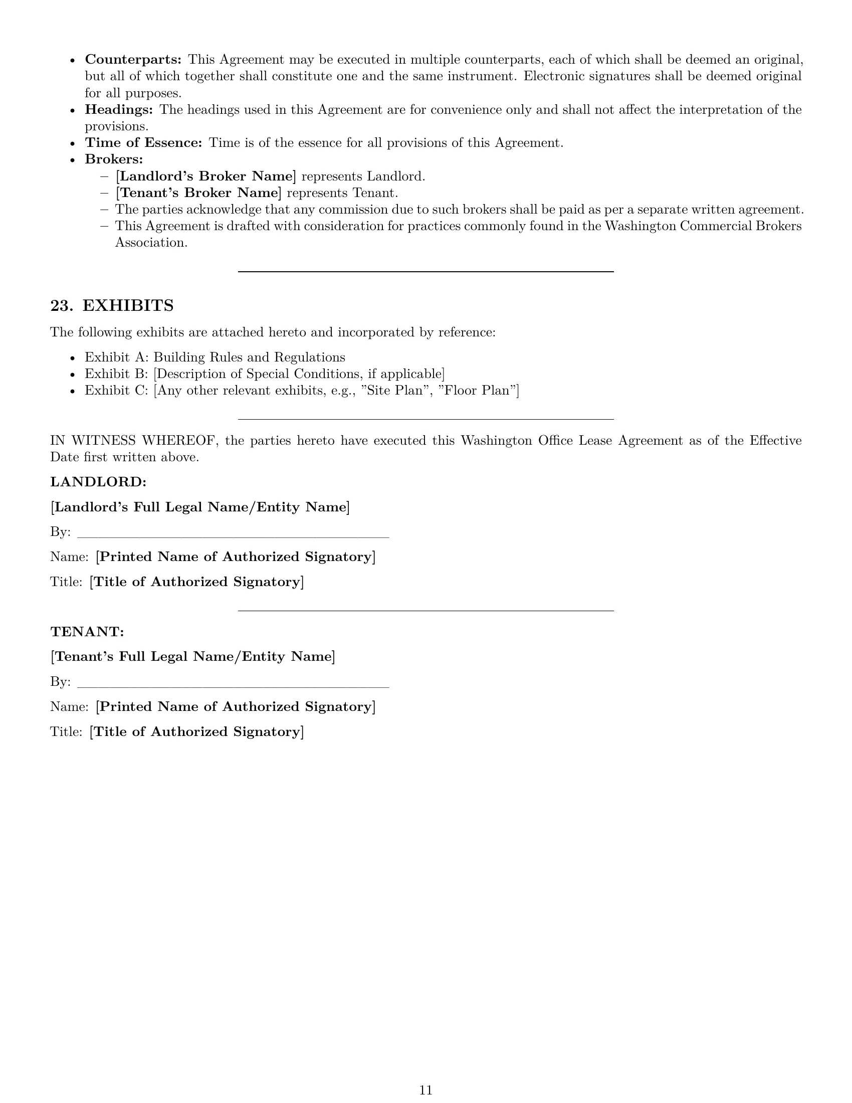 Preview page 11 of Pro Washington office lease agreement template