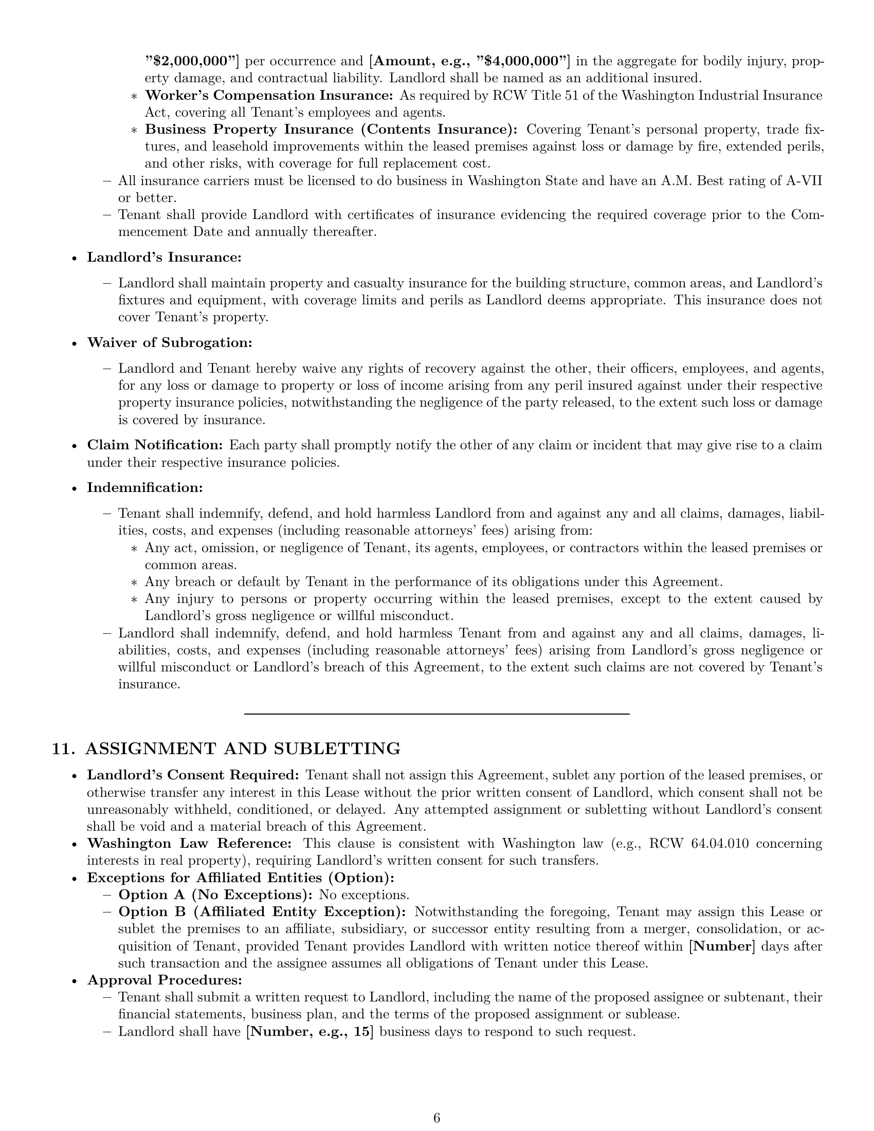 Preview page 6 of Pro Washington office lease agreement template