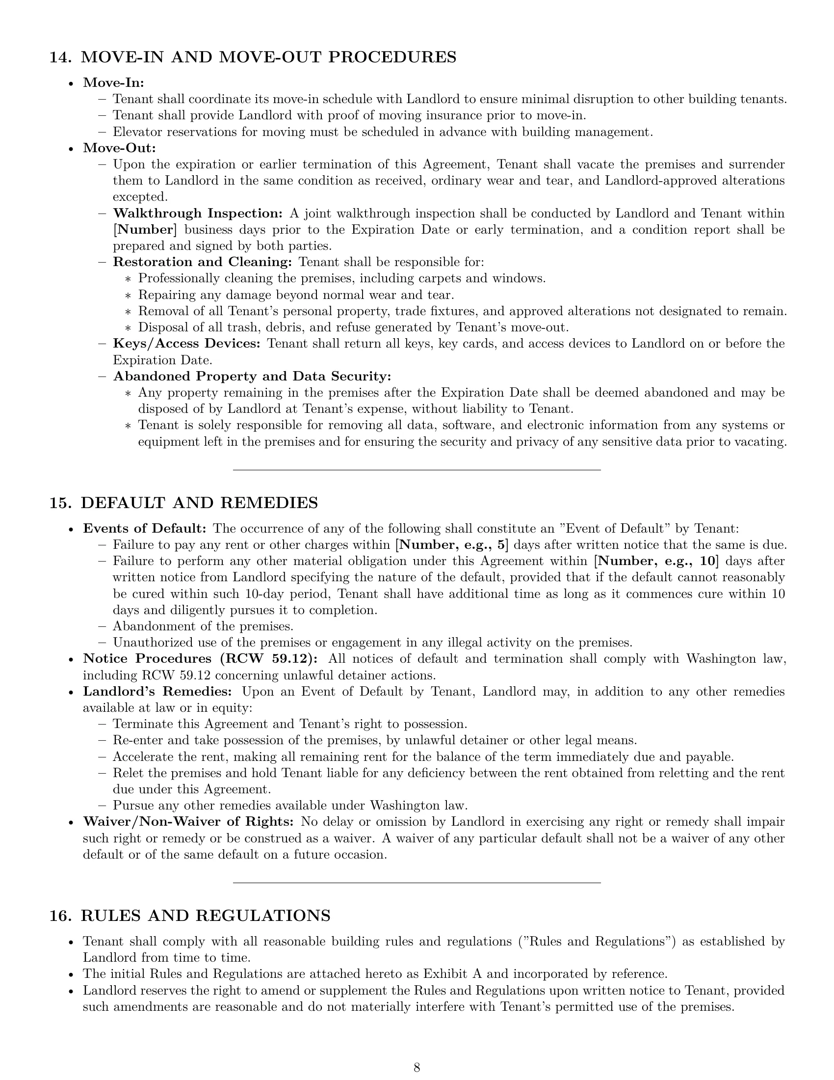 Preview page 8 of Pro Washington office lease agreement template