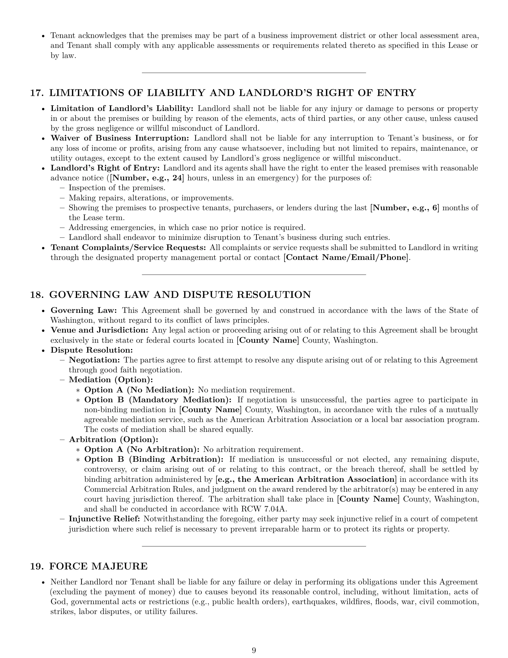 Preview page 9 of Pro Washington office lease agreement template
