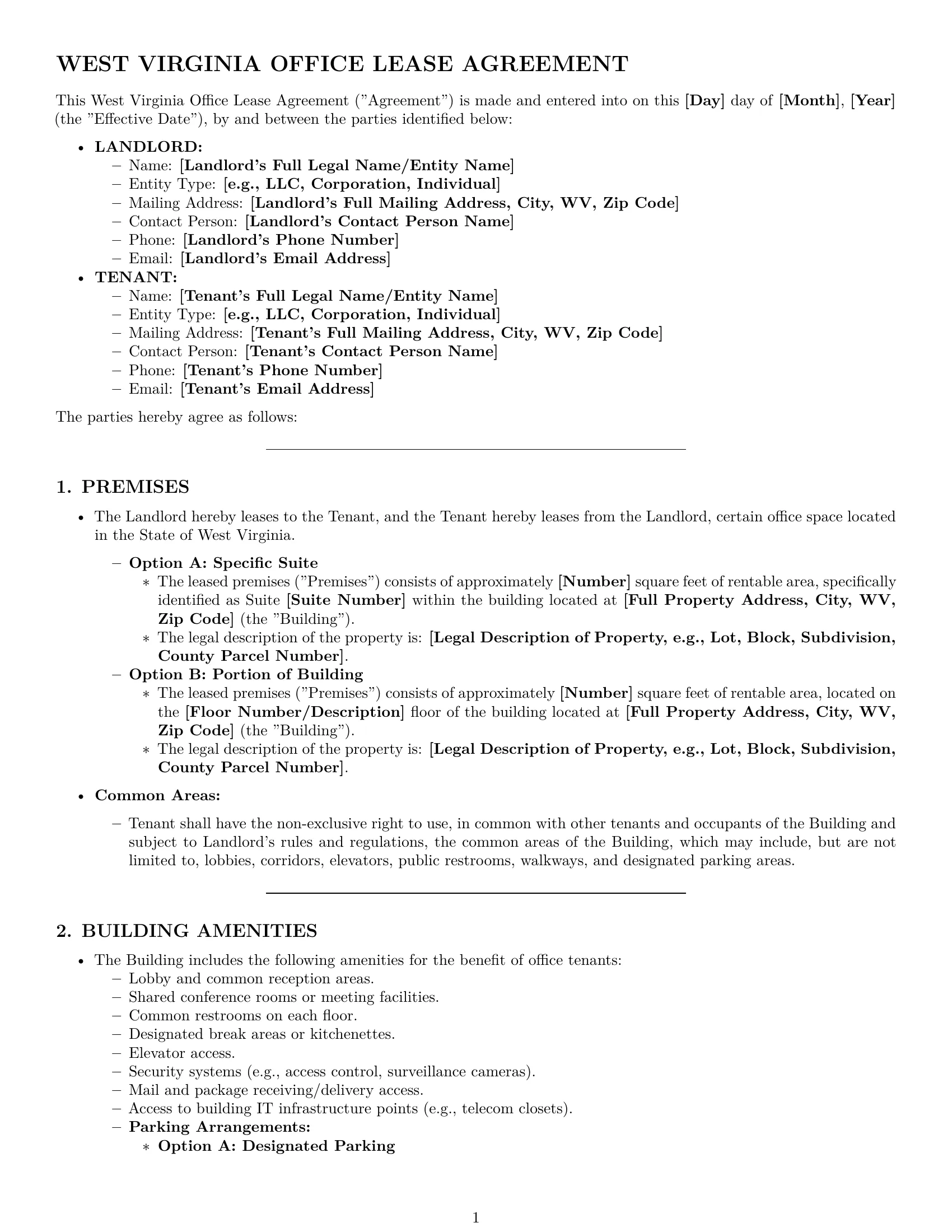Preview page 1 of Pro West Virginia office lease agreement template