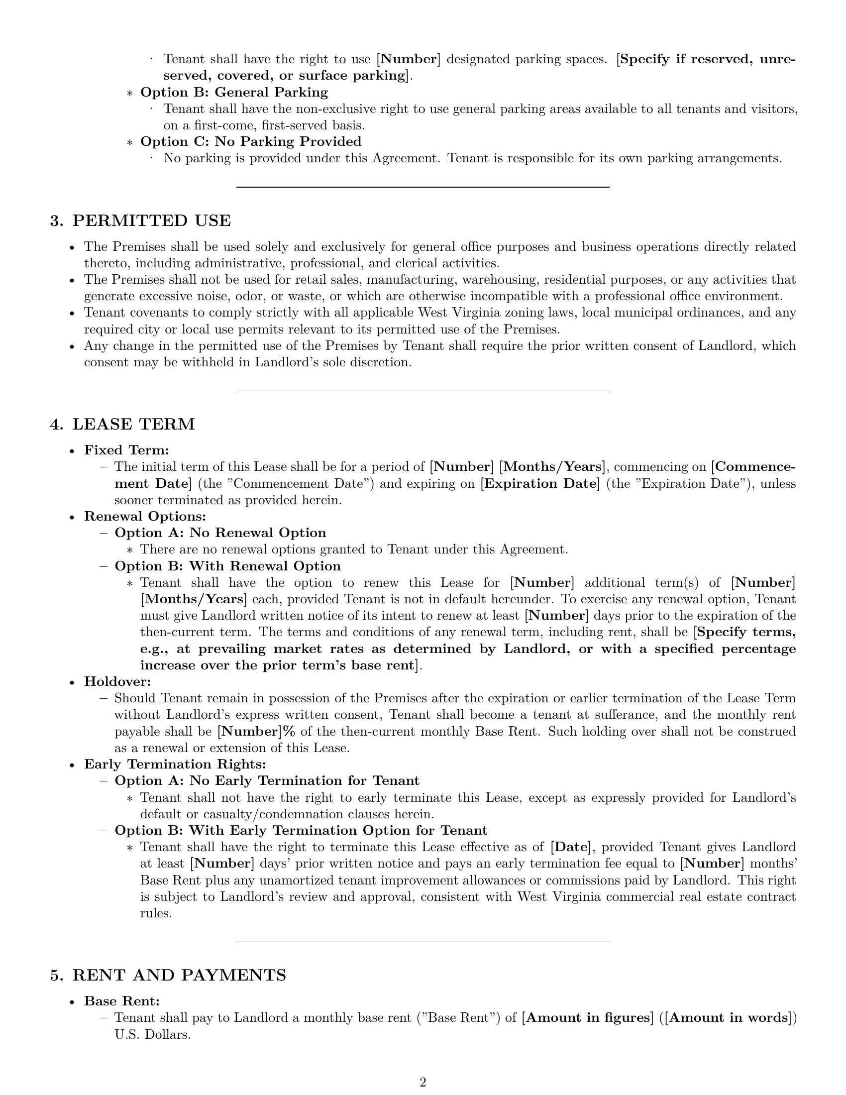 Preview page 2 of Pro West Virginia office lease agreement template