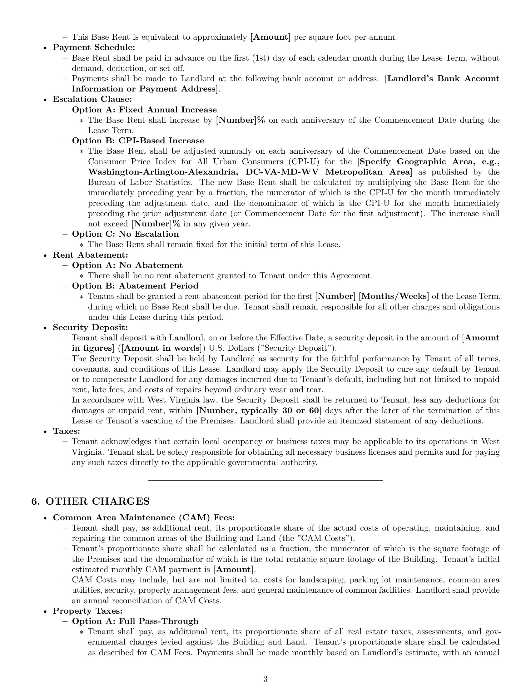 Preview page 3 of Pro West Virginia office lease agreement template