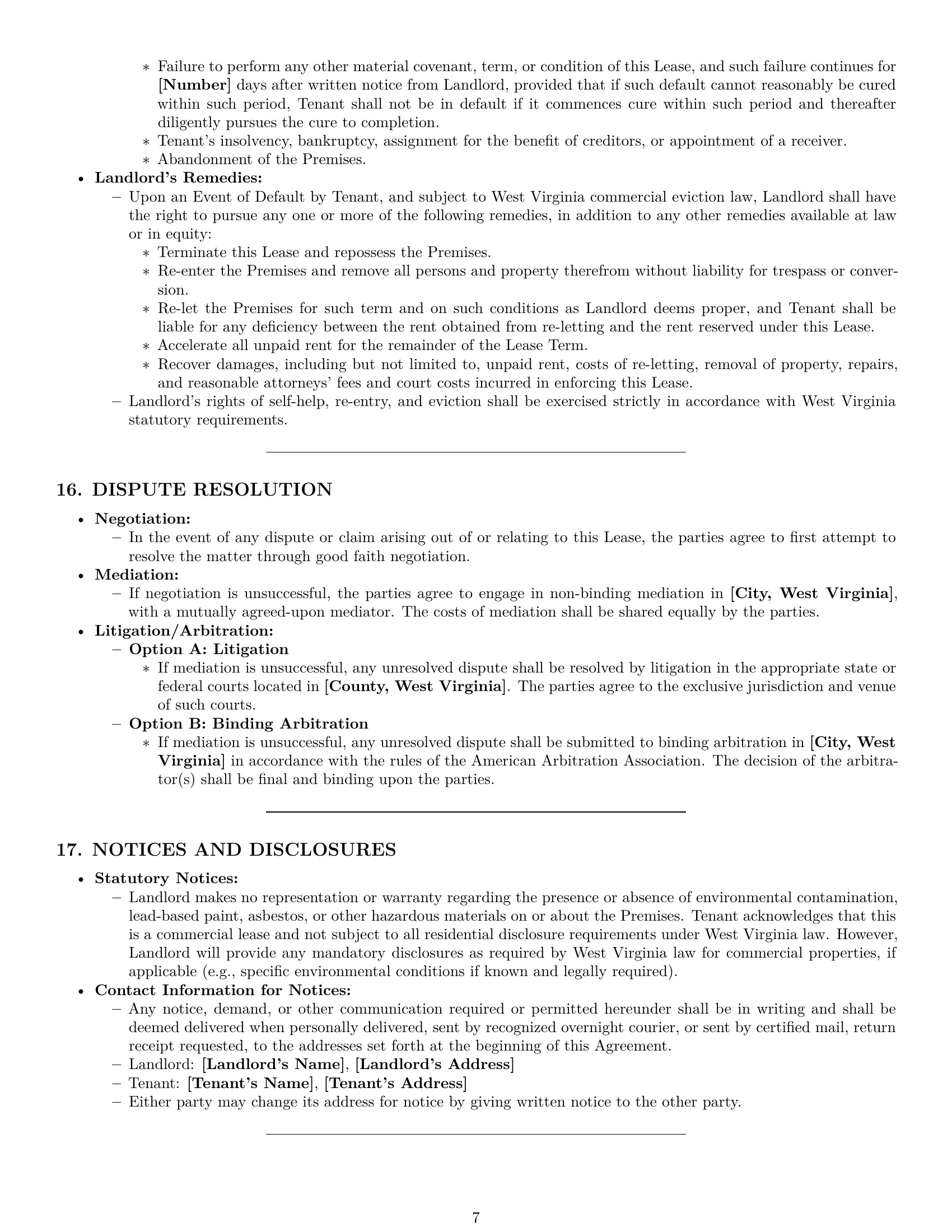 Preview page 7 of Pro West Virginia office lease agreement template