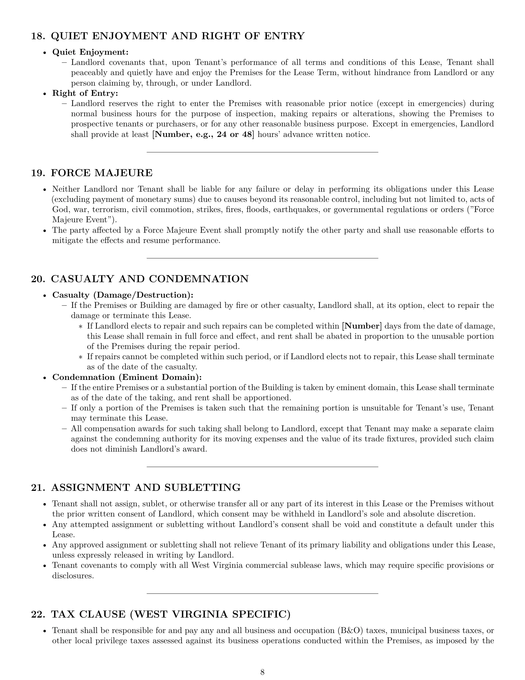 Preview page 8 of Pro West Virginia office lease agreement template