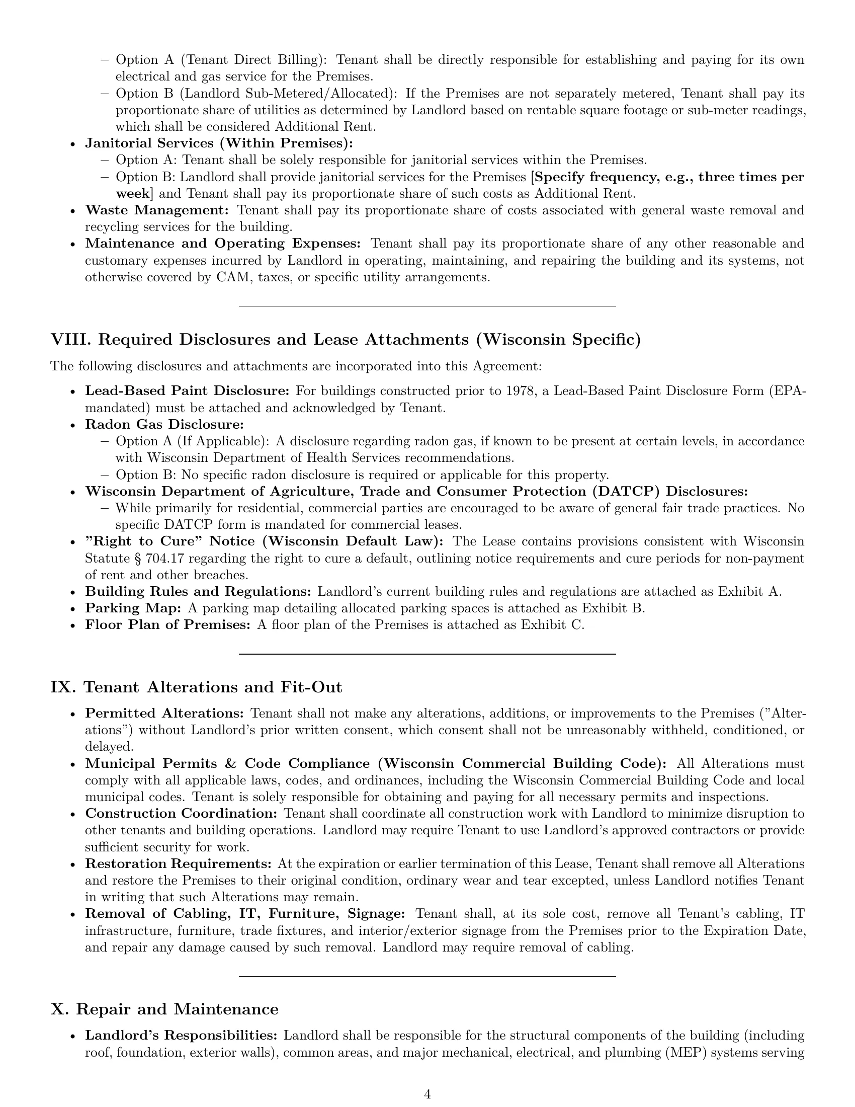 Preview page 4 of Pro Wisconsin office lease agreement template