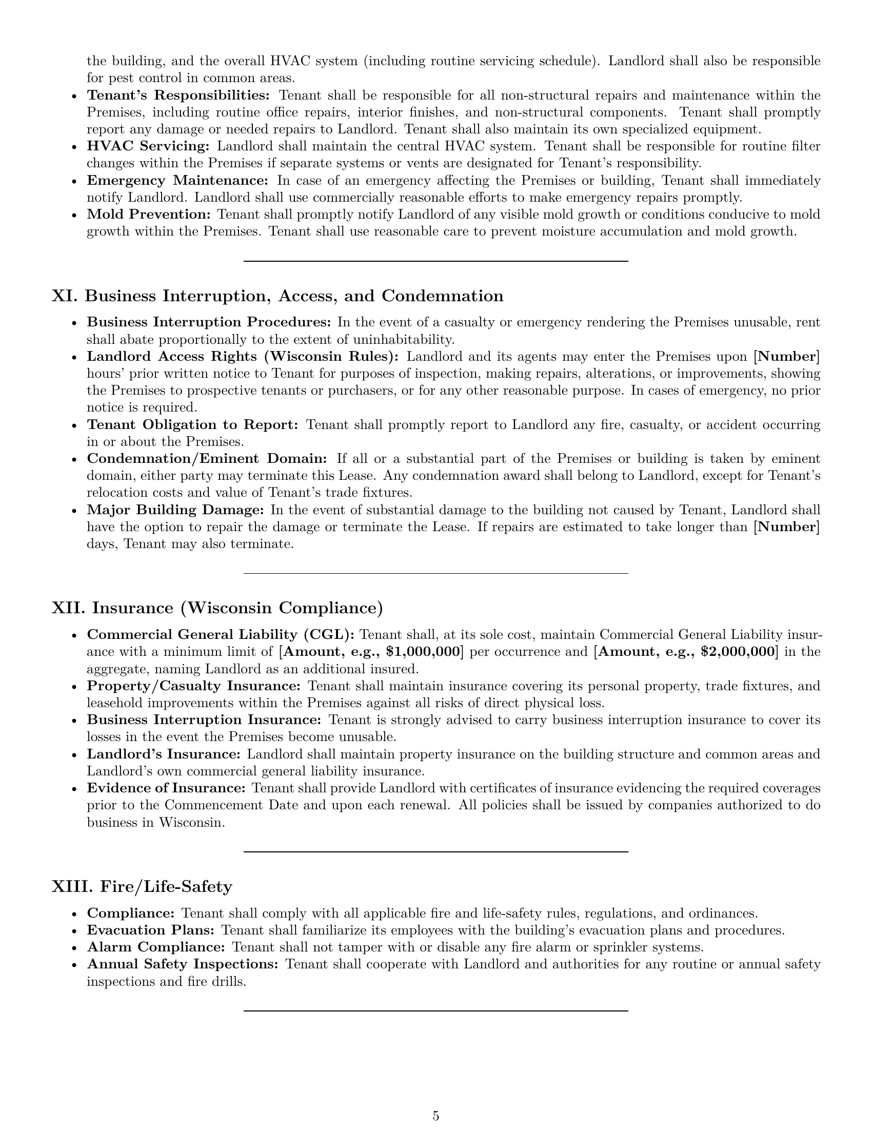 Preview page 5 of Pro Wisconsin office lease agreement template