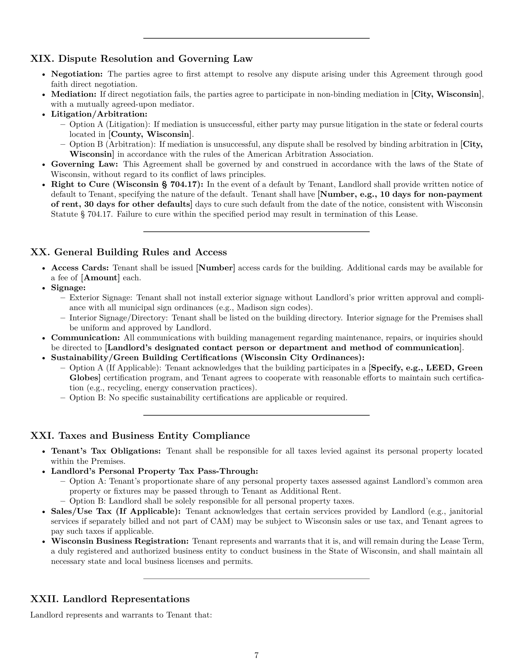 Preview page 7 of Pro Wisconsin office lease agreement template