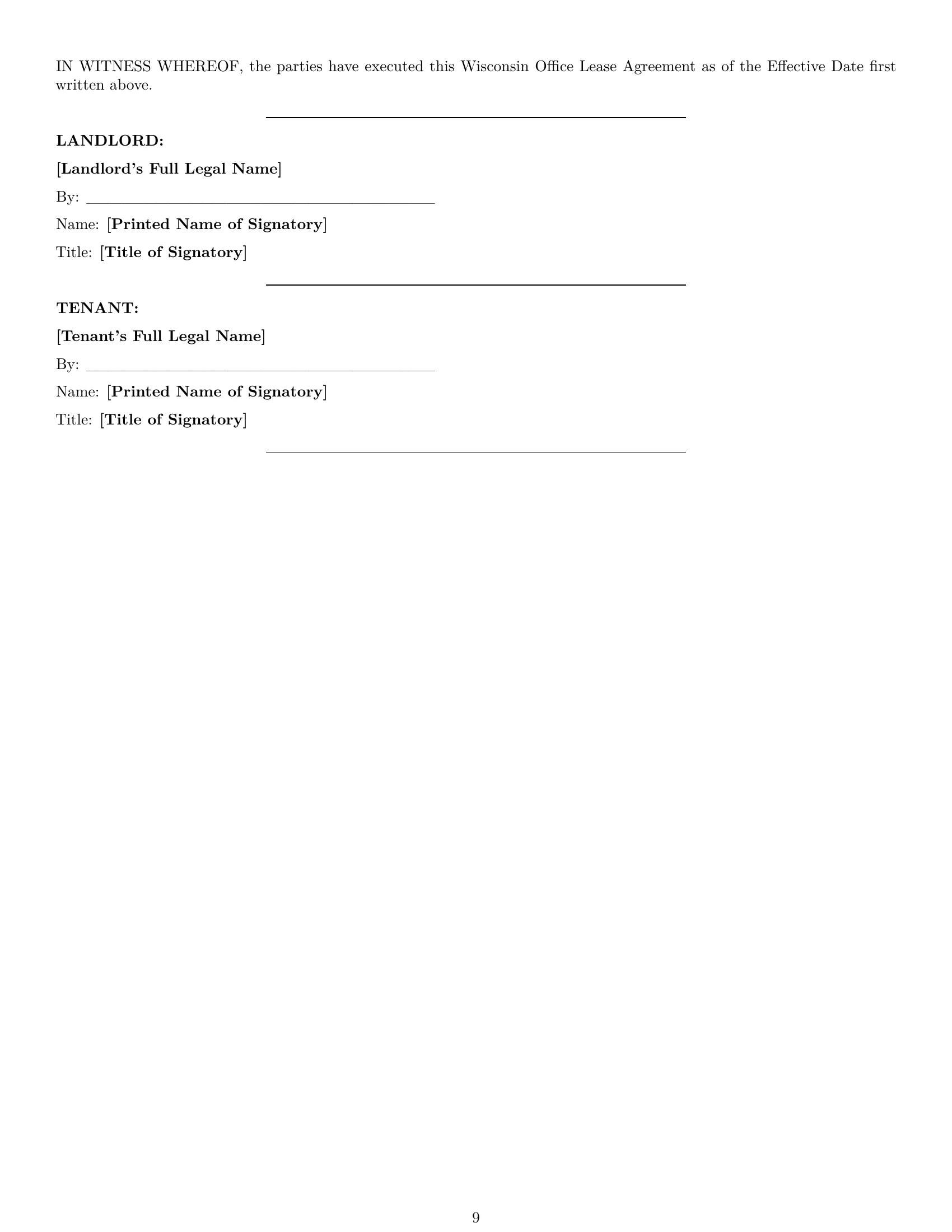 Preview page 9 of Pro Wisconsin office lease agreement template