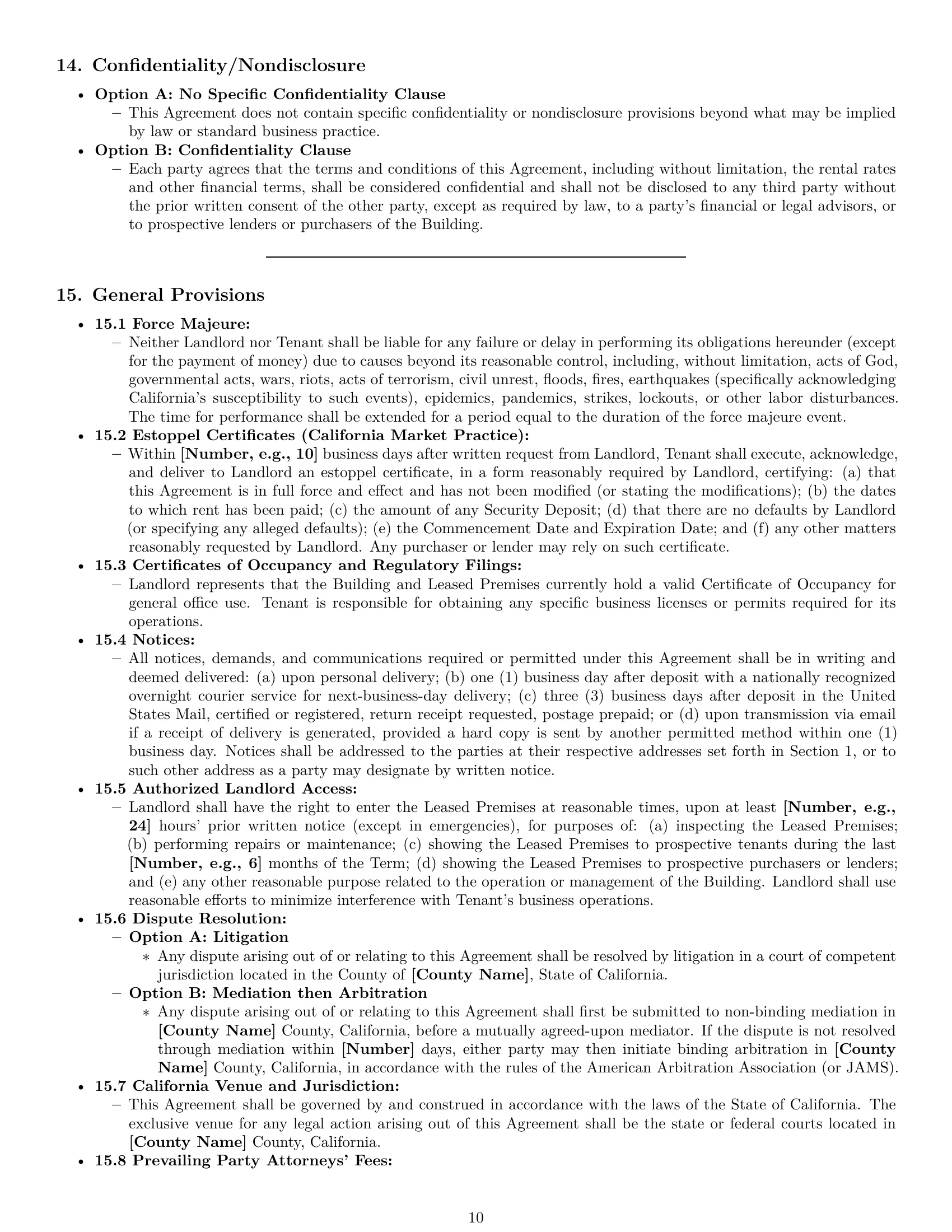Preview page 10 of Pro California office lease agreement template