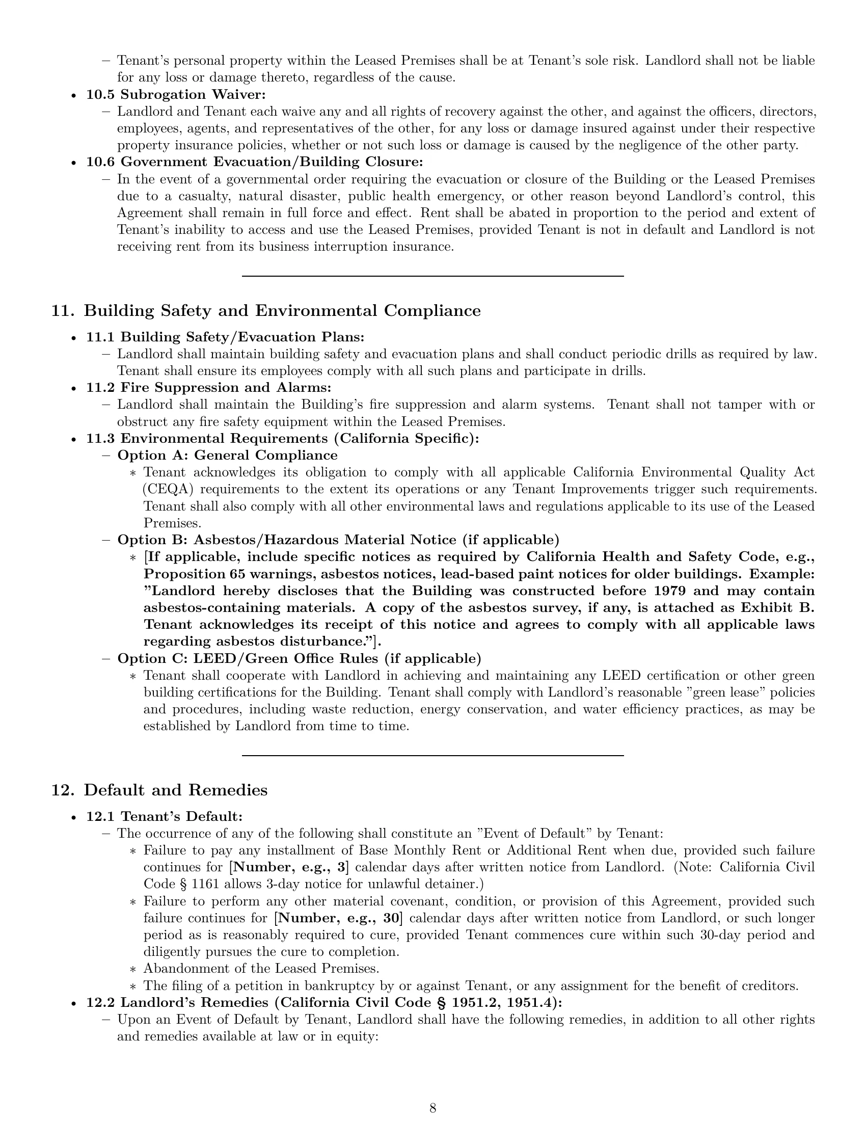 Preview page 8 of Pro California office lease agreement template