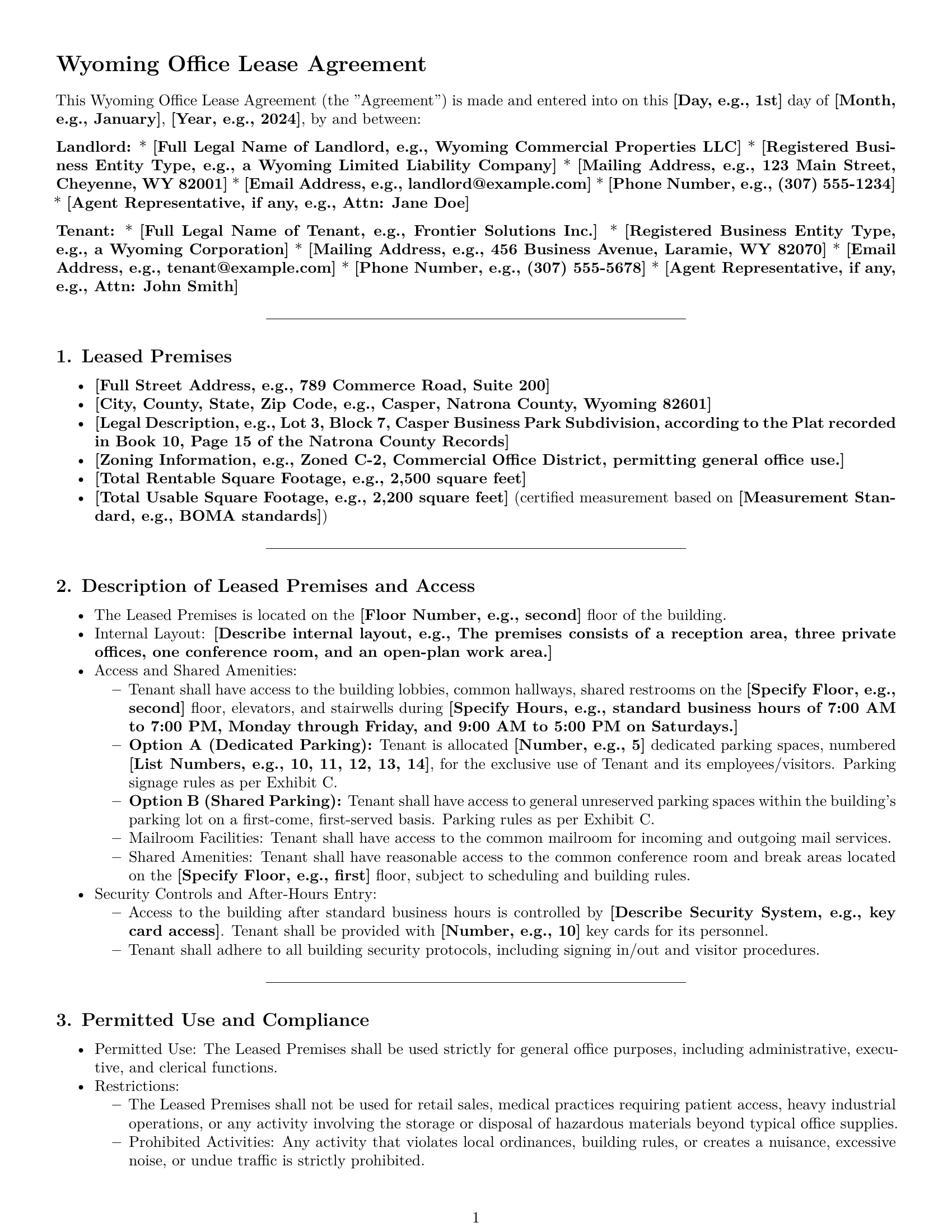 Preview page 1 of Pro Wyoming office lease agreement template