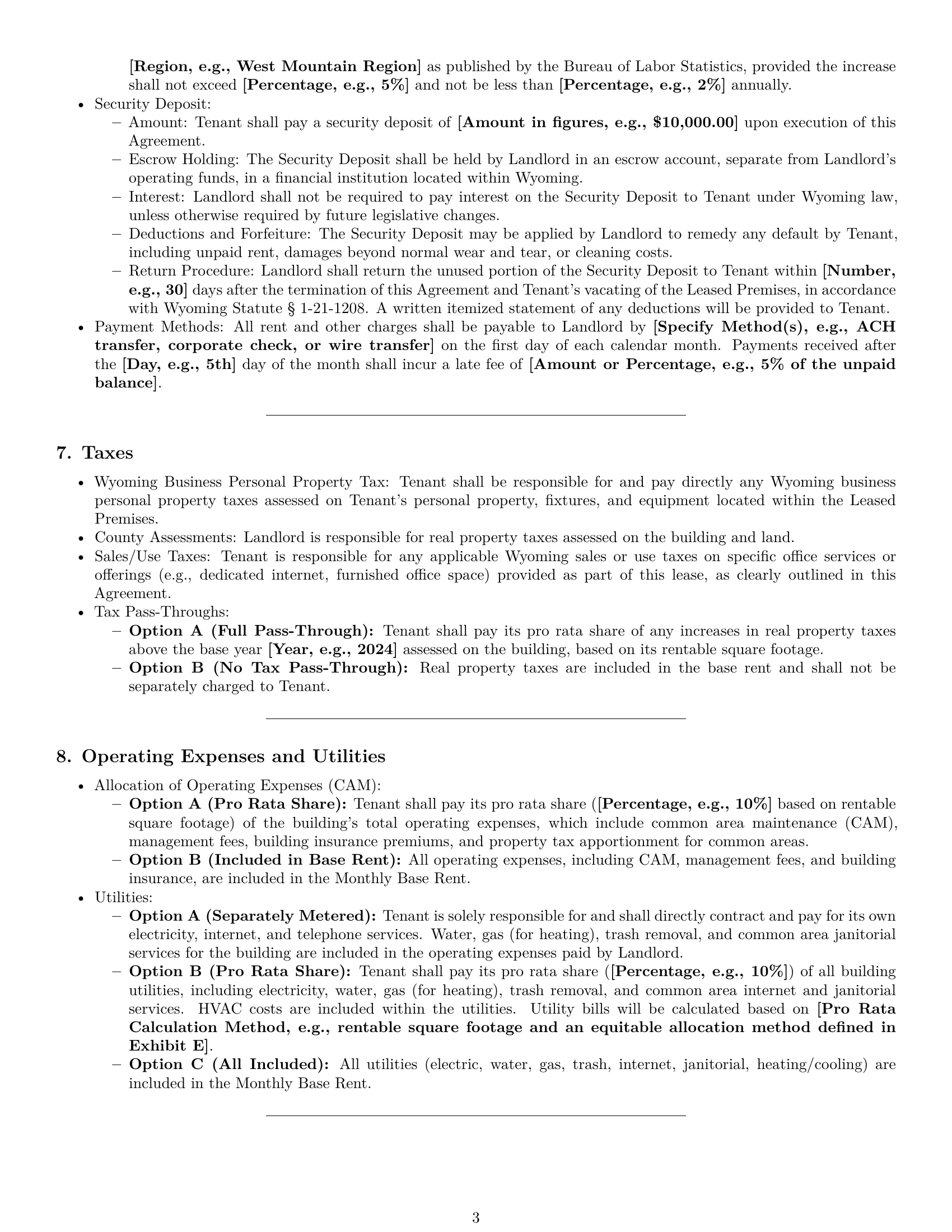 Preview page 3 of Pro Wyoming office lease agreement template