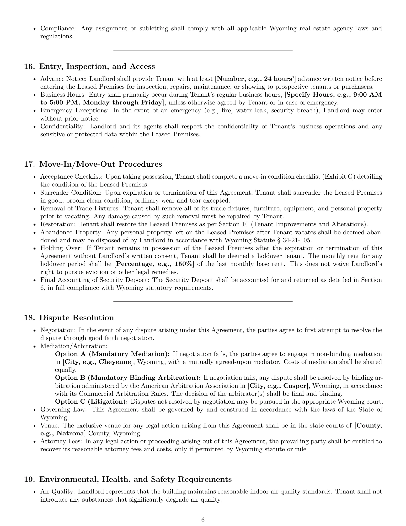 Preview page 6 of Pro Wyoming office lease agreement template