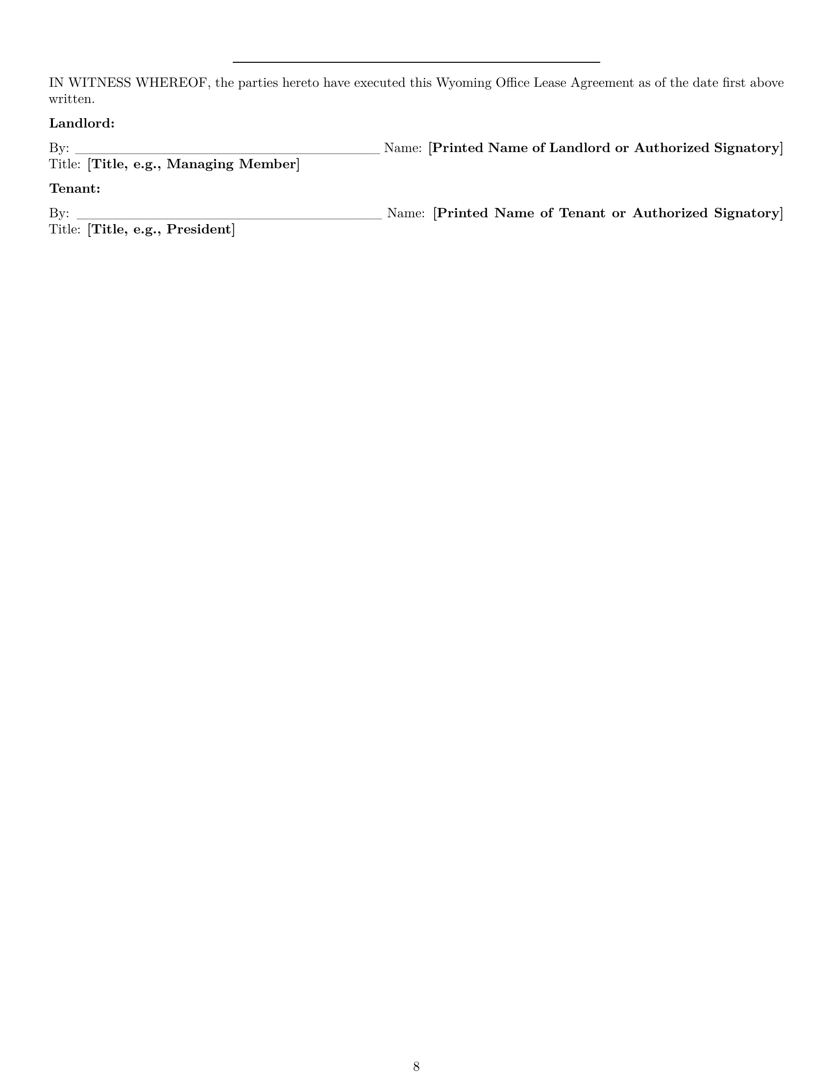 Preview page 8 of Pro Wyoming office lease agreement template
